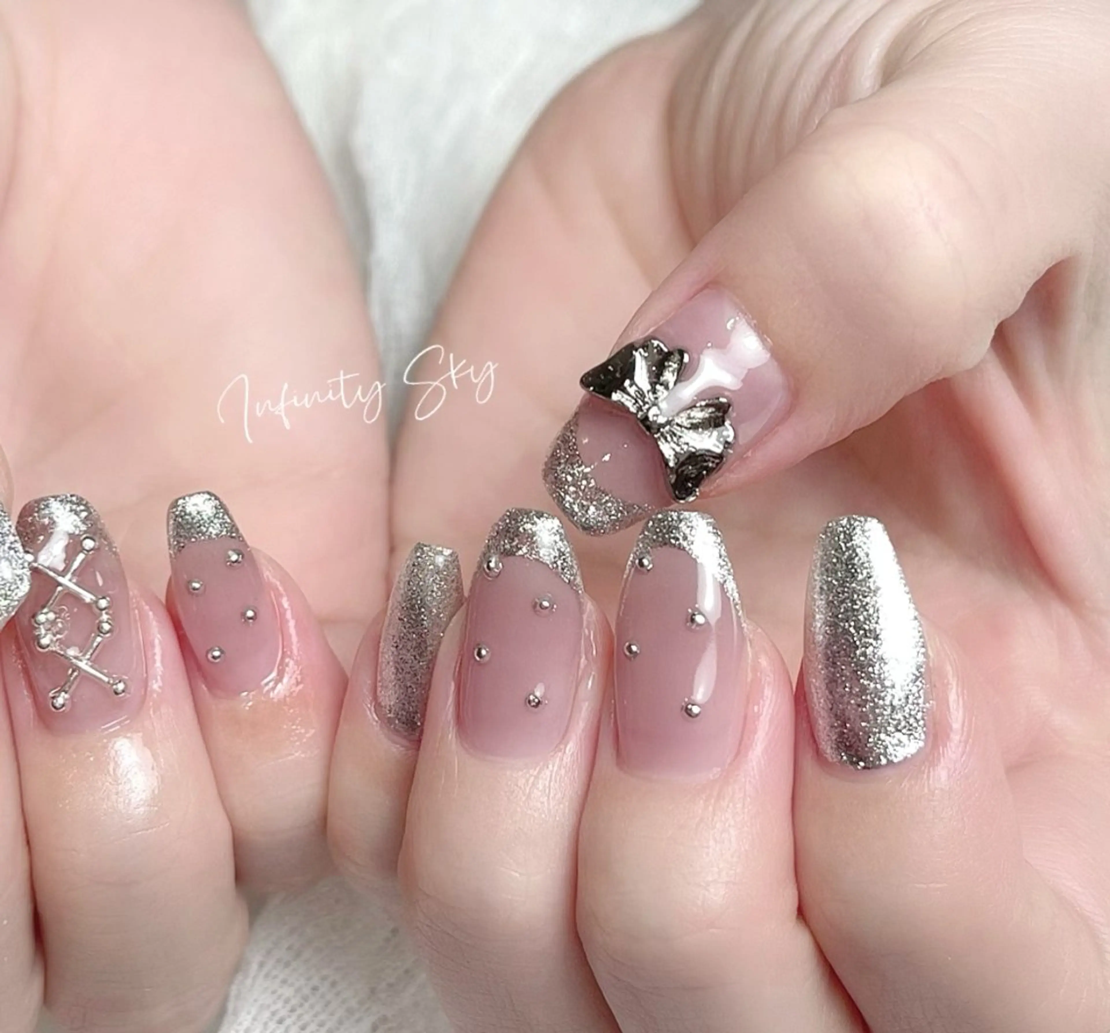 ネイル 韓国ネイル ピンク ハンドネイル infinity skyのネイルデザイン