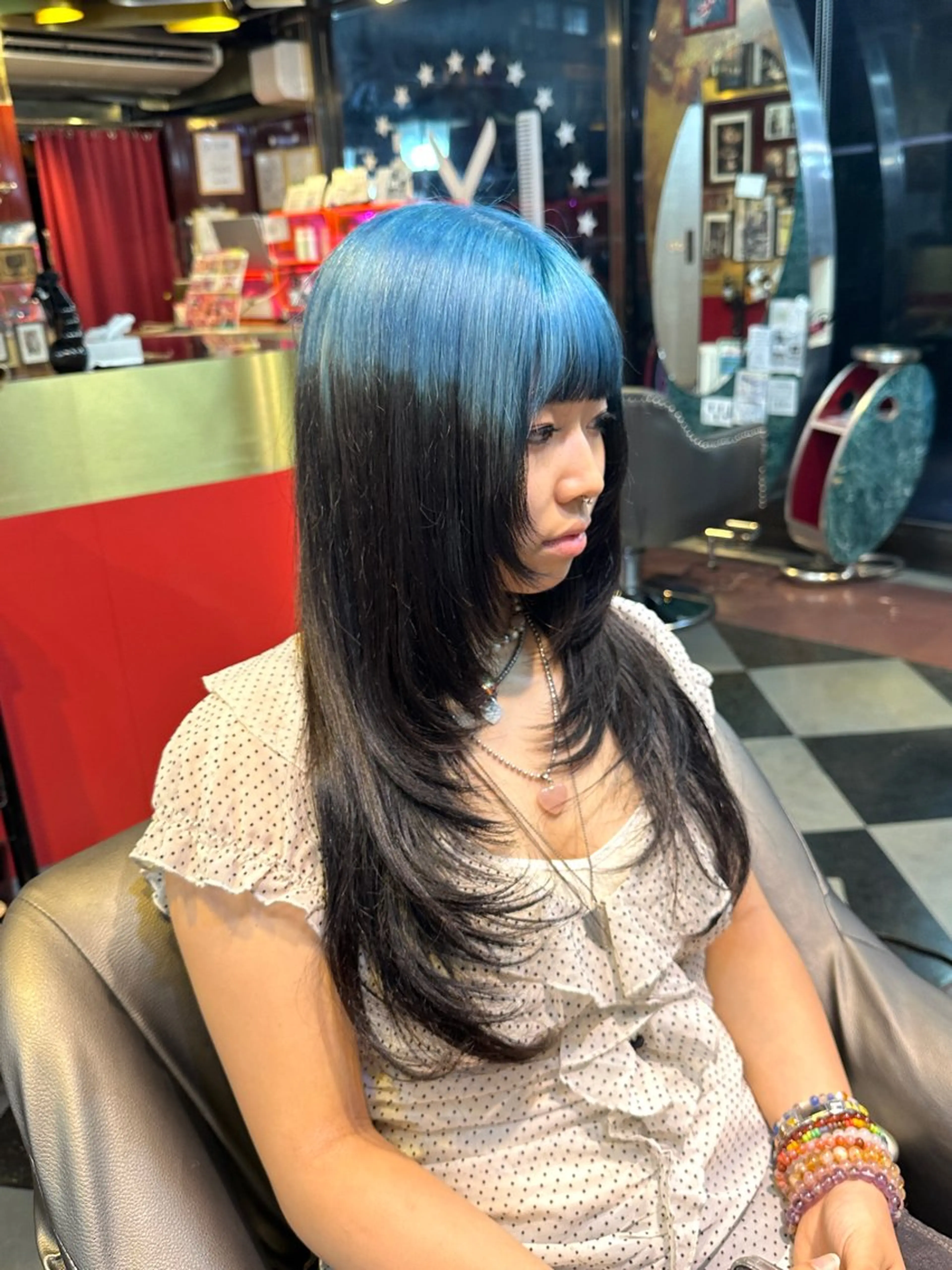 ロング レイヤーカット カット カット/ピンク/ ラベンダー/長谷恵花のヘアスタイル