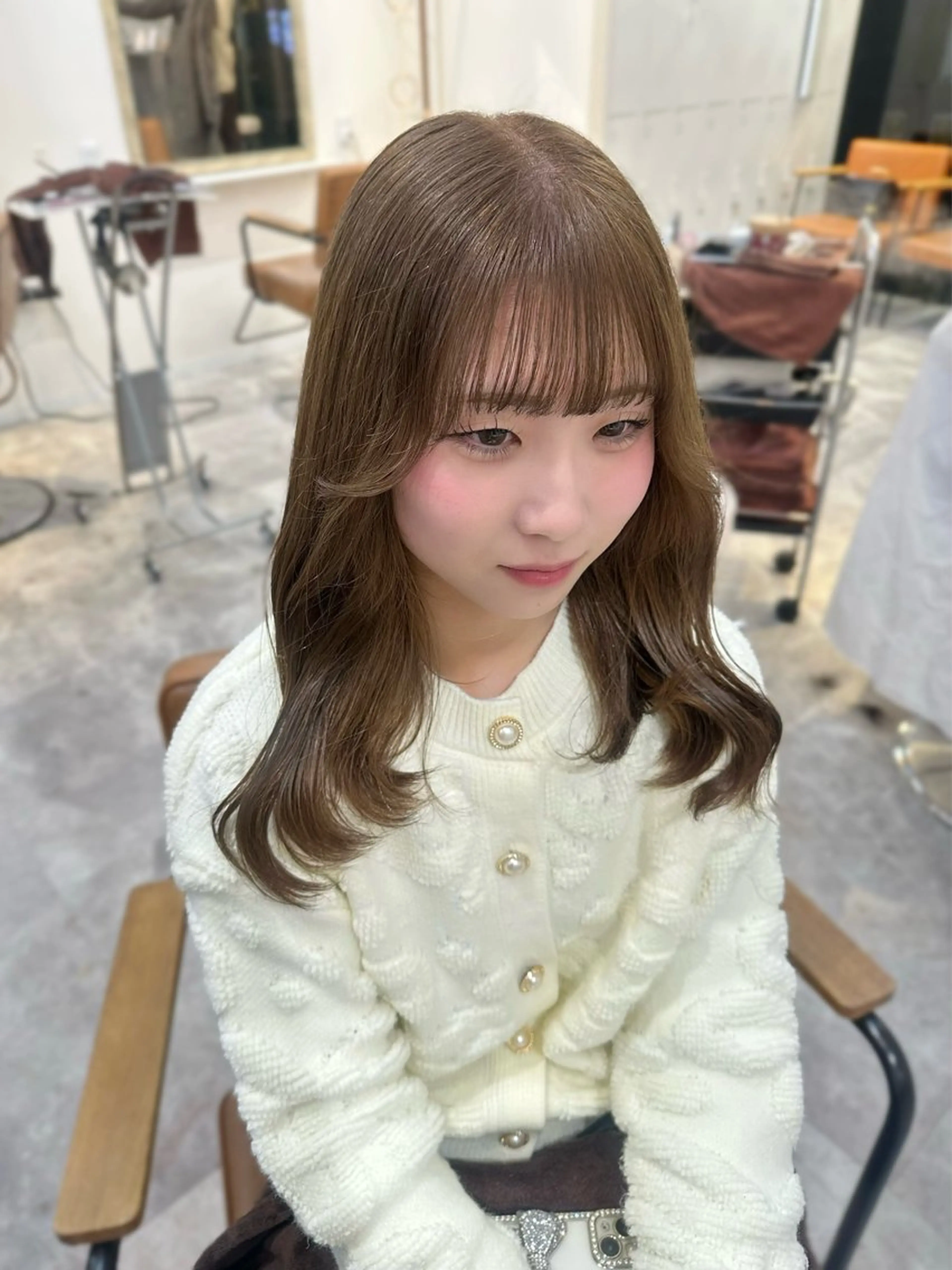セミロング カラー ヘアカラー Rinka/梅田/ 透け感カラー🤎のヘアスタイル