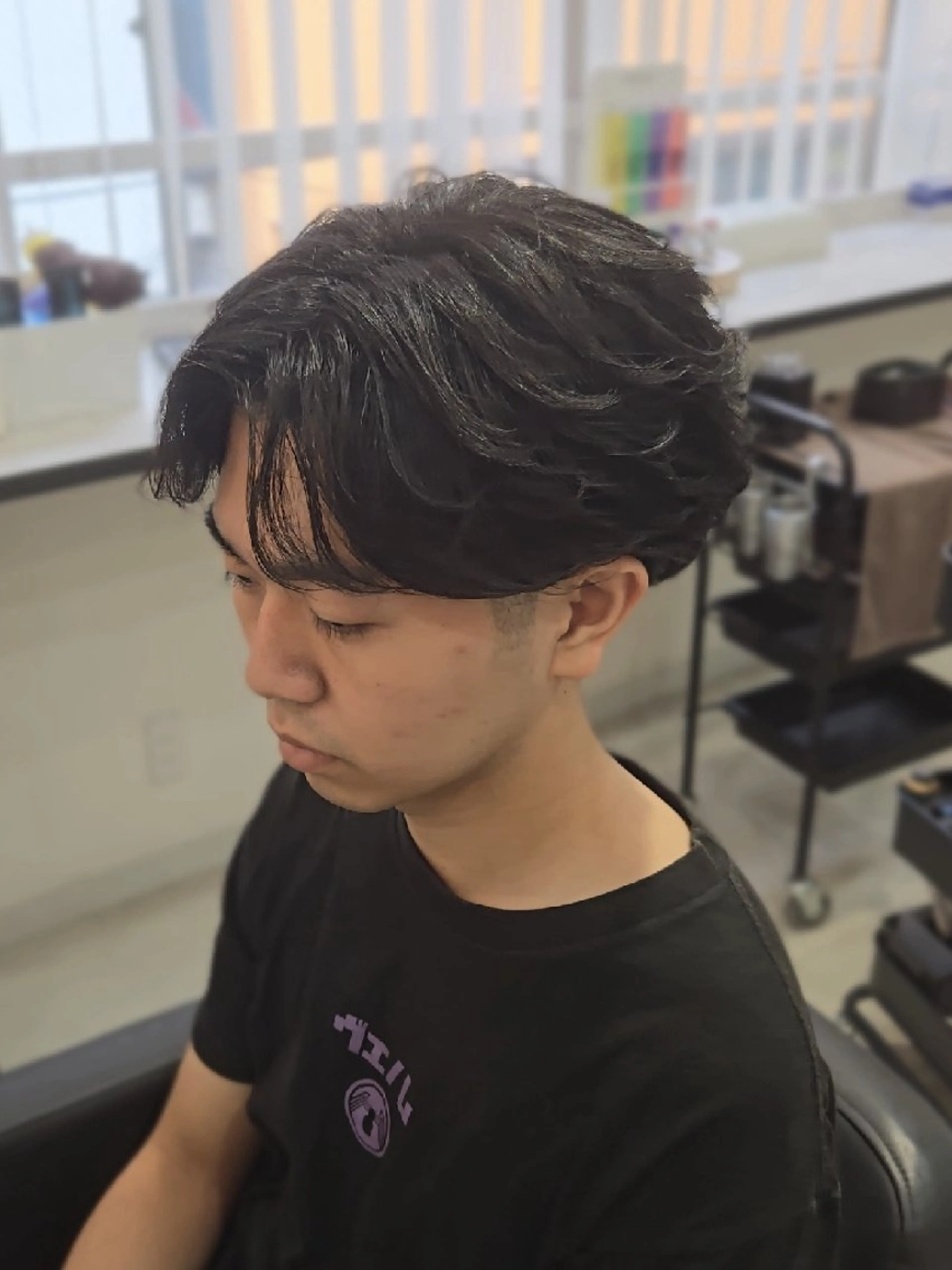 メンズ ミディアム ミディアムパーマ フェザーパーマ メンズパーマ カット ヘアセット Lapis 名古屋駅前店所属・LEN名古屋/パーマ メンズ特化美容師のヘアスタイル