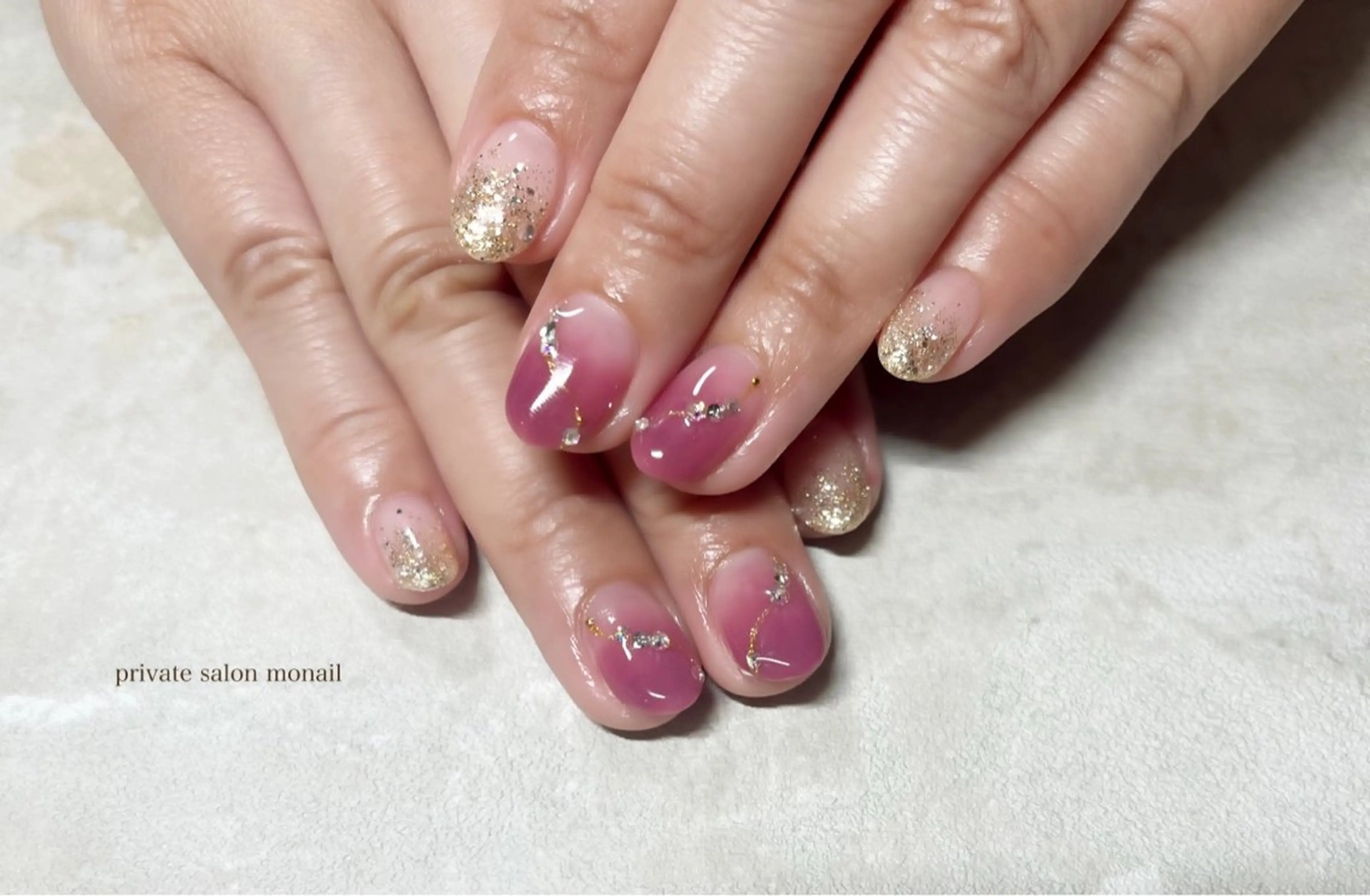 ネイル グラデーション ピンク ハンドネイル private nail monail所属・nail salon monailのネイルデザイン