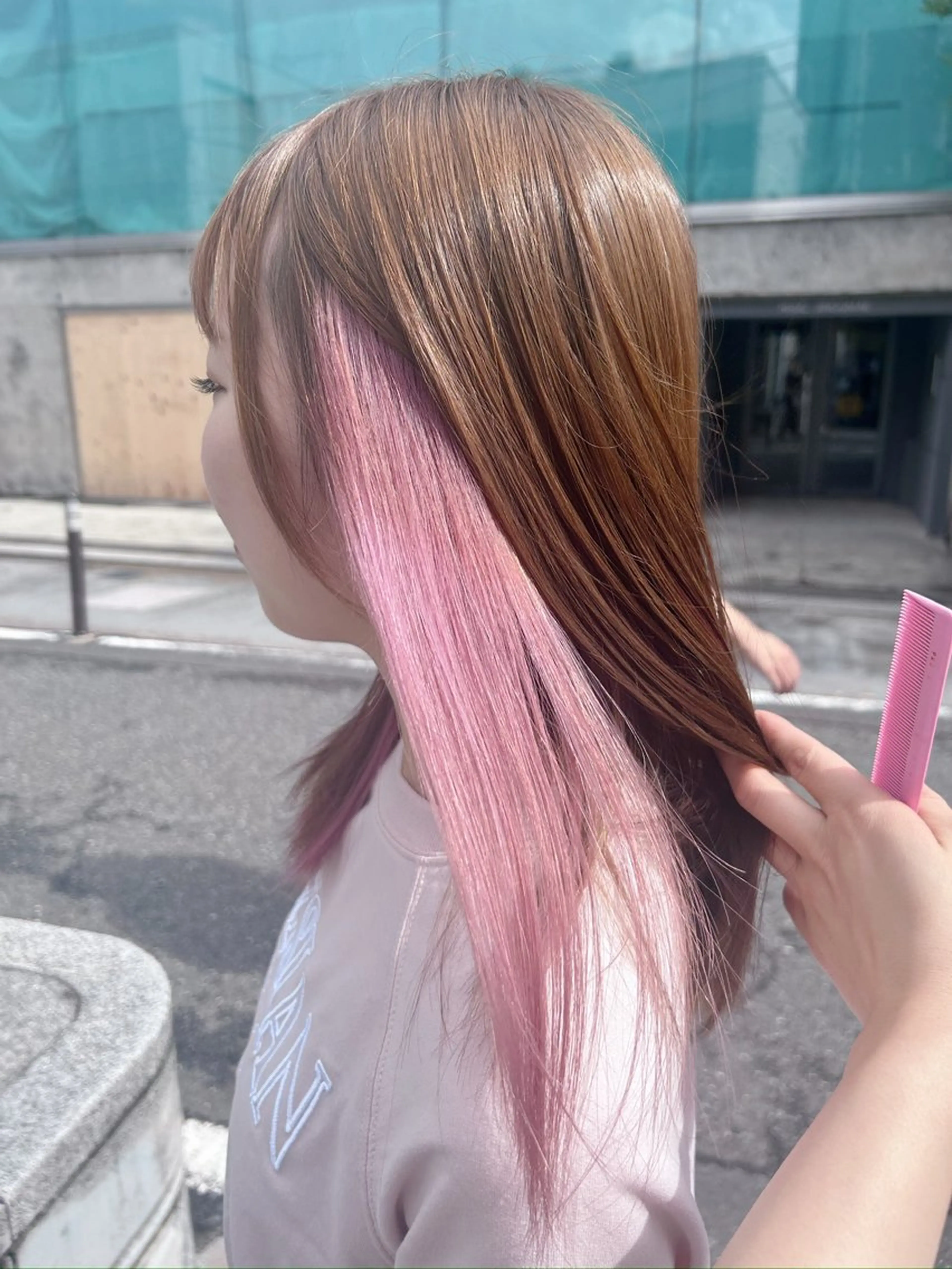 セミロング カラー ヘアアレンジ カット ヘアカラー トリートメント ヘアセット 💕誰より可愛い💕 ピンク🎀YUUKAのヘアスタイル