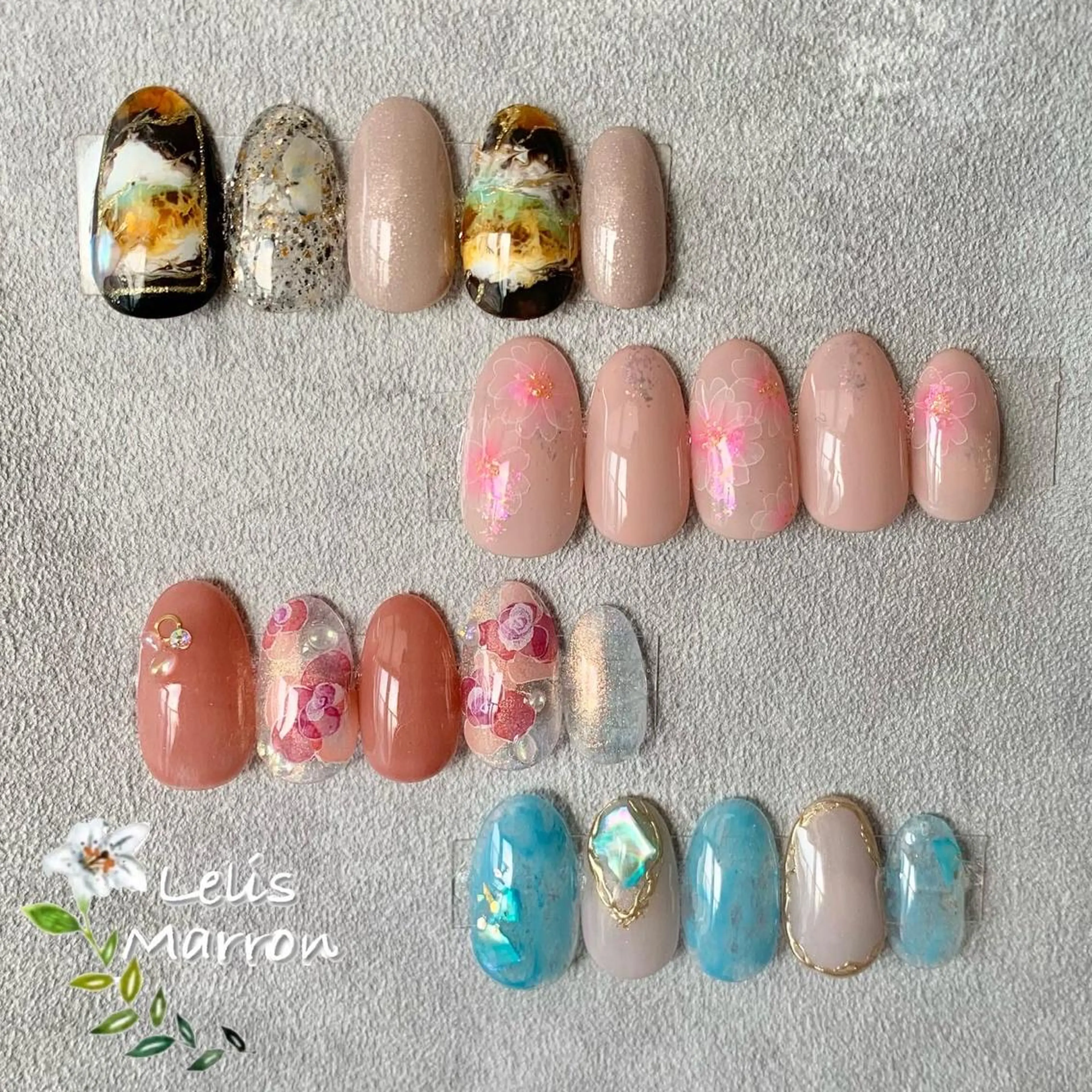ネイル アートネイル 桜ネイル フラワーネイル ニュアンスネイル 春ネイル ハンドネイル Lelis Marron所属・岸 侑李のネイルデザイン