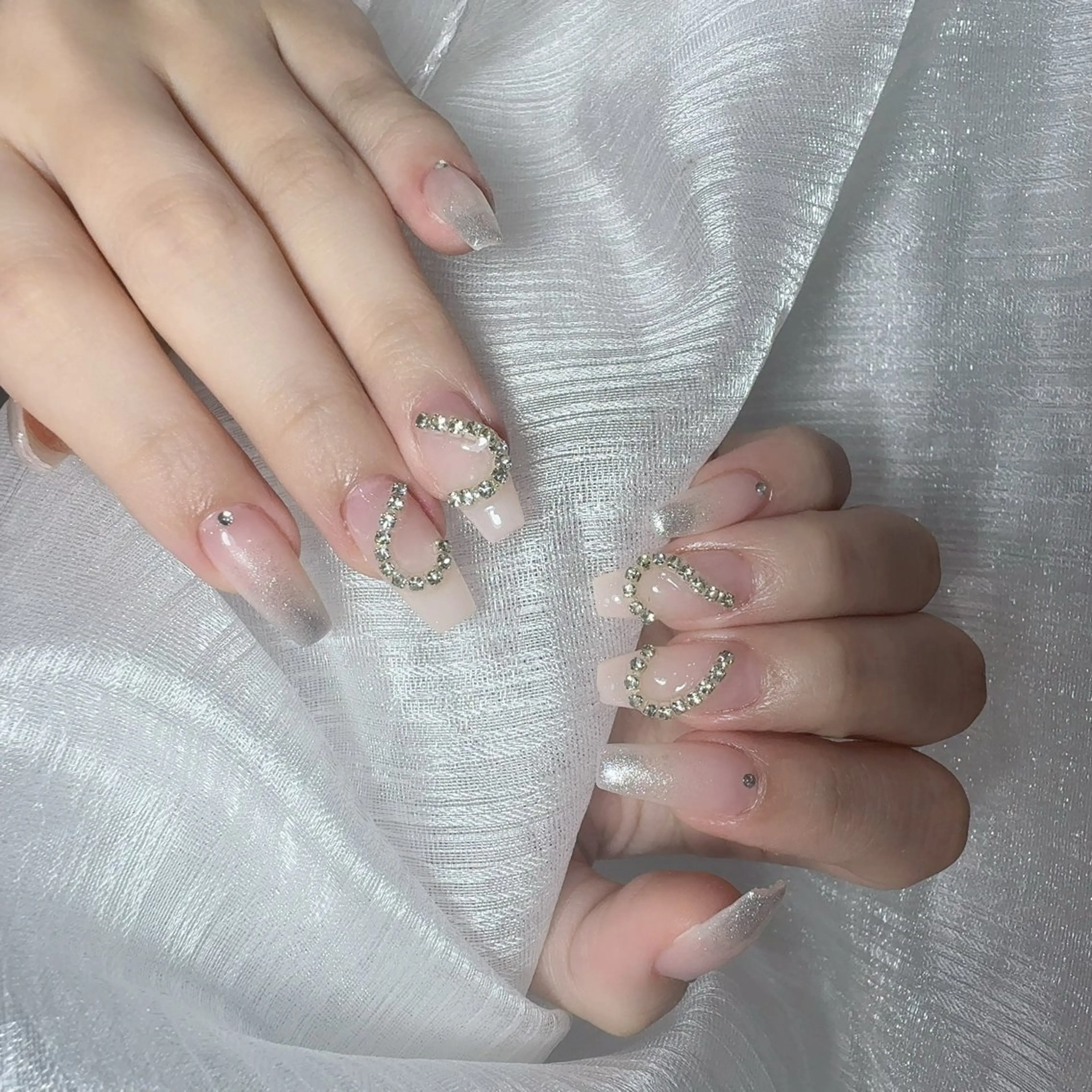ネイル アートネイル フラッシュネイル フレンチネイル ジェルネイル ガラスフレンチ ハンドネイル You&Me Yukiのネイルデザイン