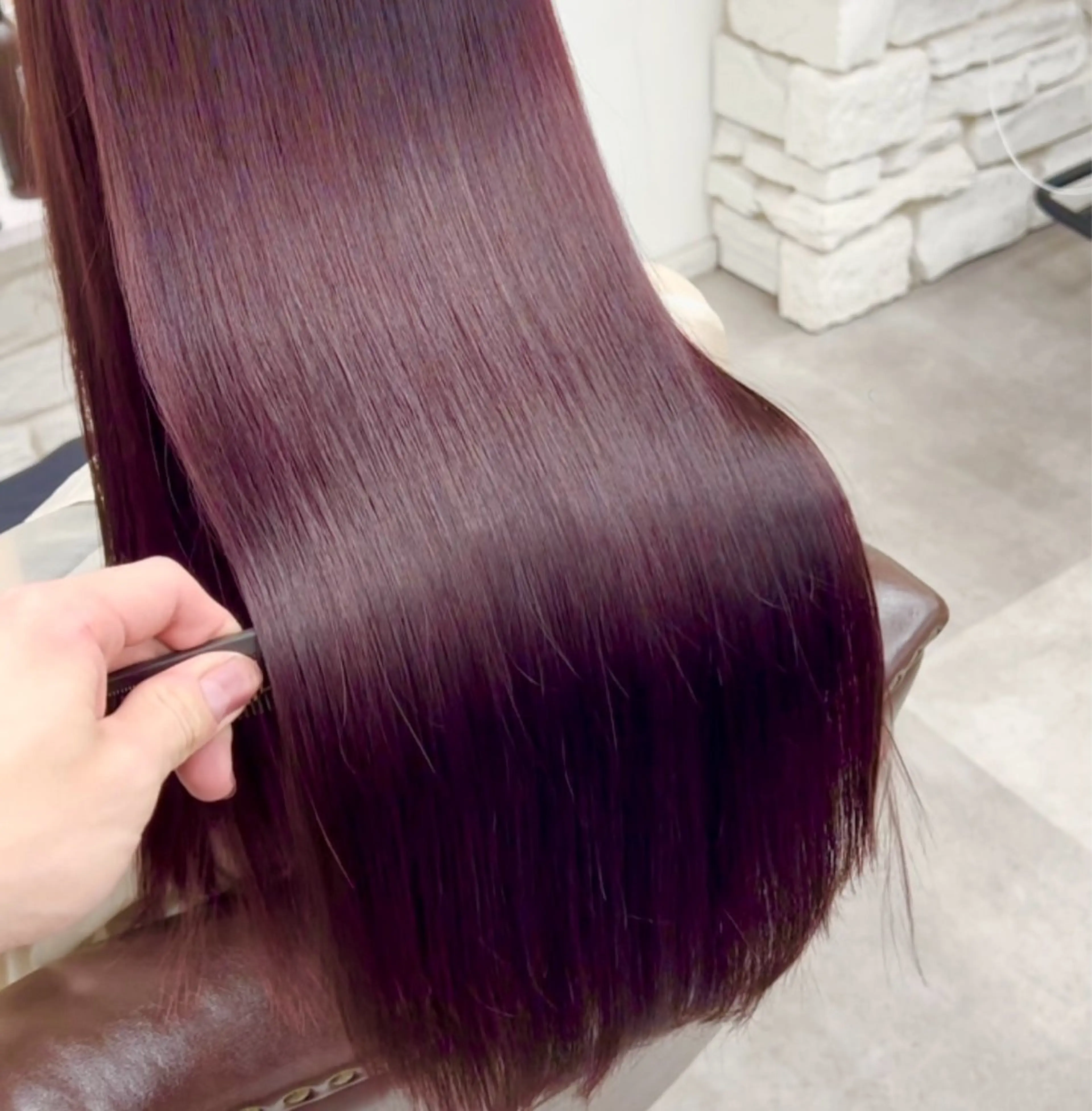 ロング カラー レッドカラー 髪質改善 カット ヘアカラー トリートメント 天王寺髪質改善なら よしみさん✨のヘアスタイル