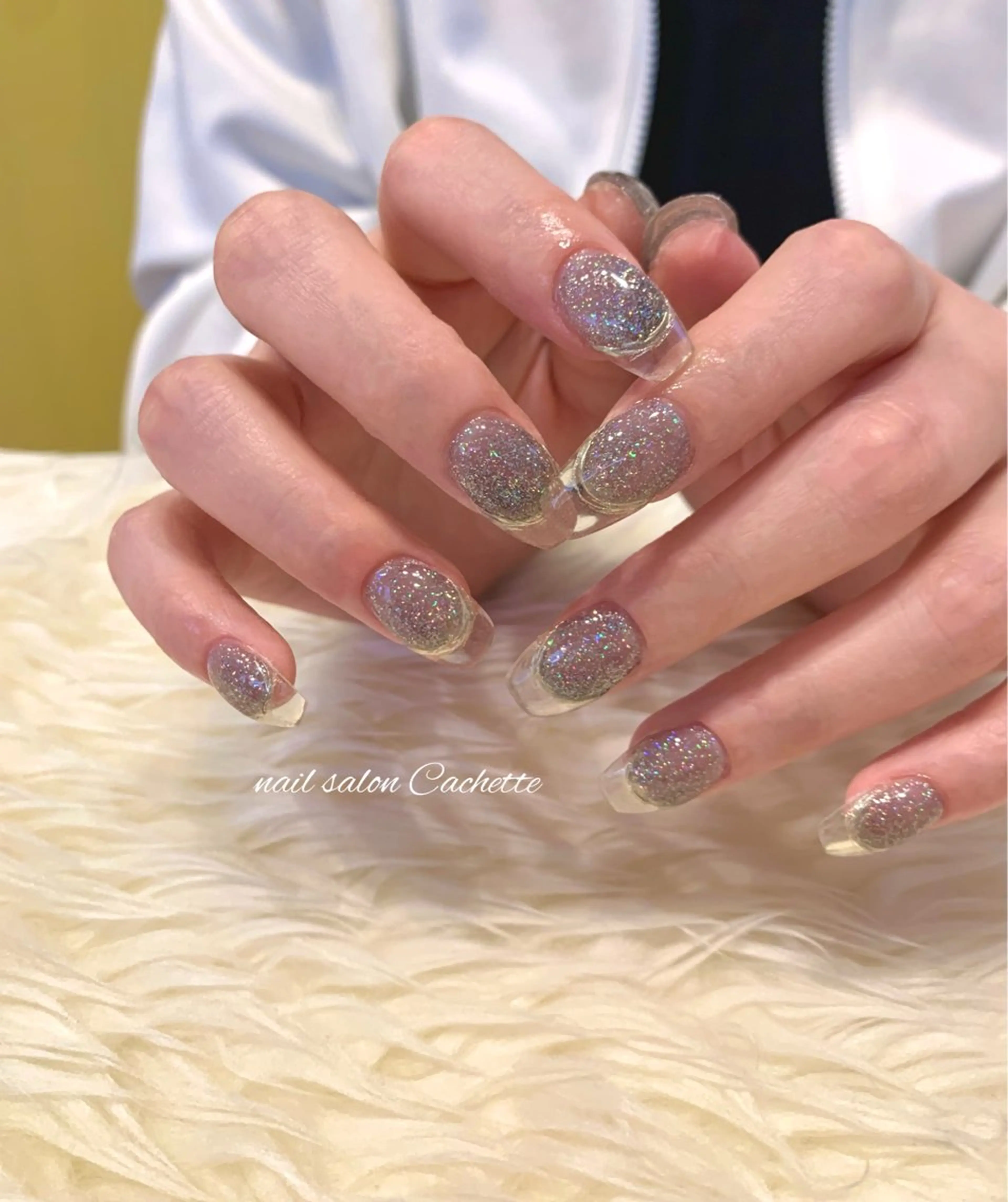 ネイル クリアネイル 長さ出し フレンチネイル ハンドネイル ✧Cachette✧ YUKARIのネイルデザイン