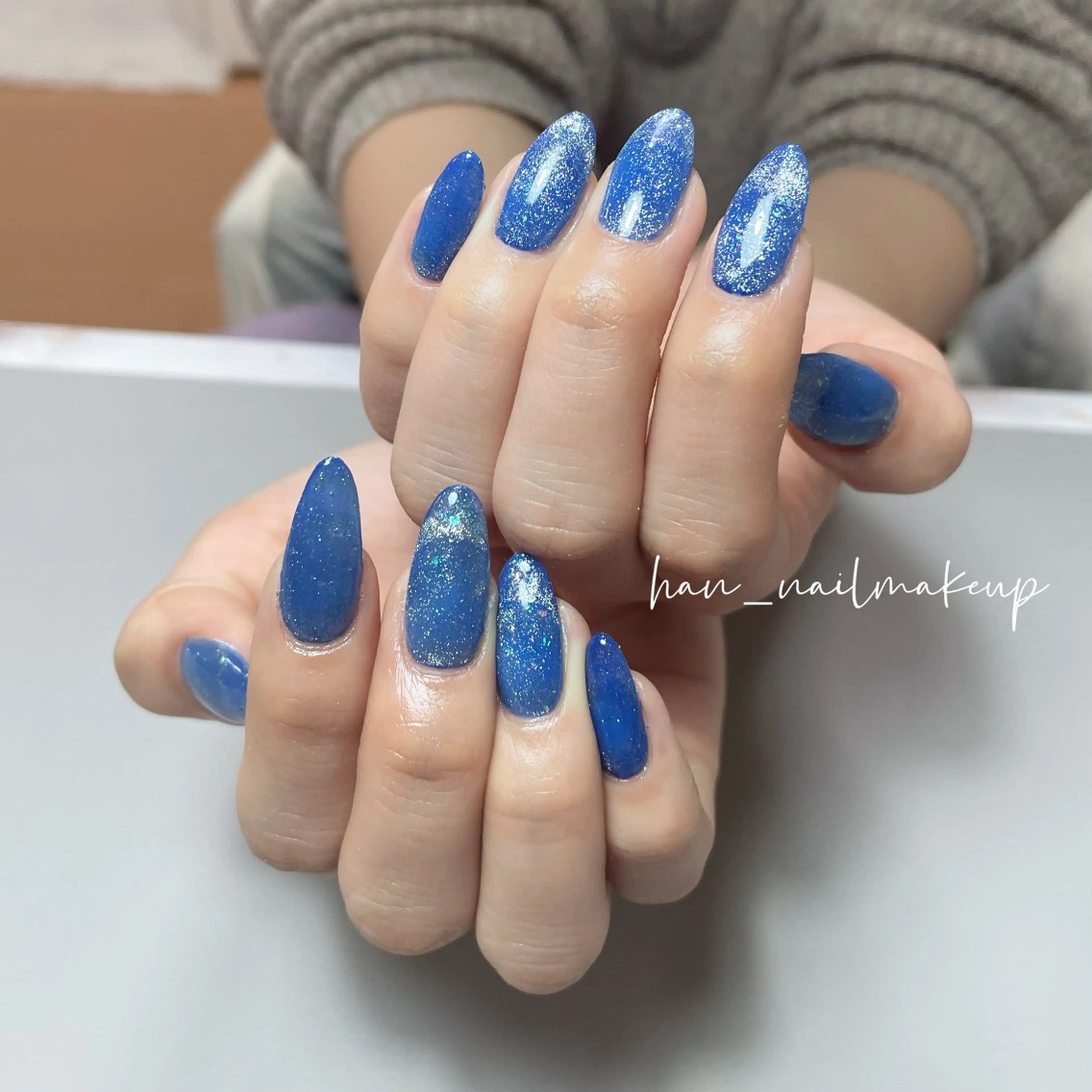 ネイル 長さ出し フレンチネイル マグネットネイル マグネットフレンチ 持ち込み ハンドネイル Han Nail 【y&m】のネイルデザイン