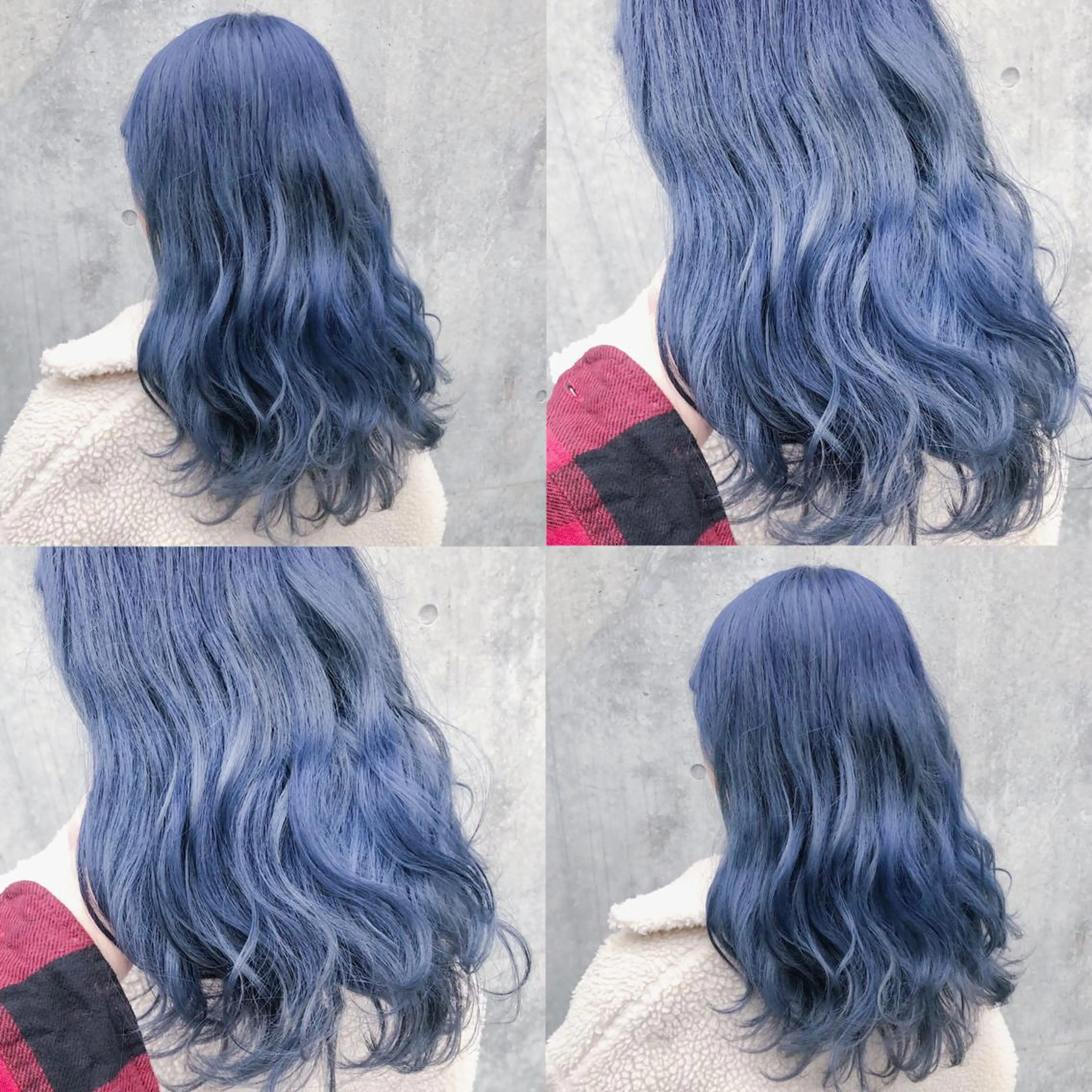 ロング カラー ヘアアレンジ メンズ キッズ ブルーカラー ヘアカラー トリートメント ヘアセット 💟Chloe原宿店 🩶ハイトーンのヘアスタイル