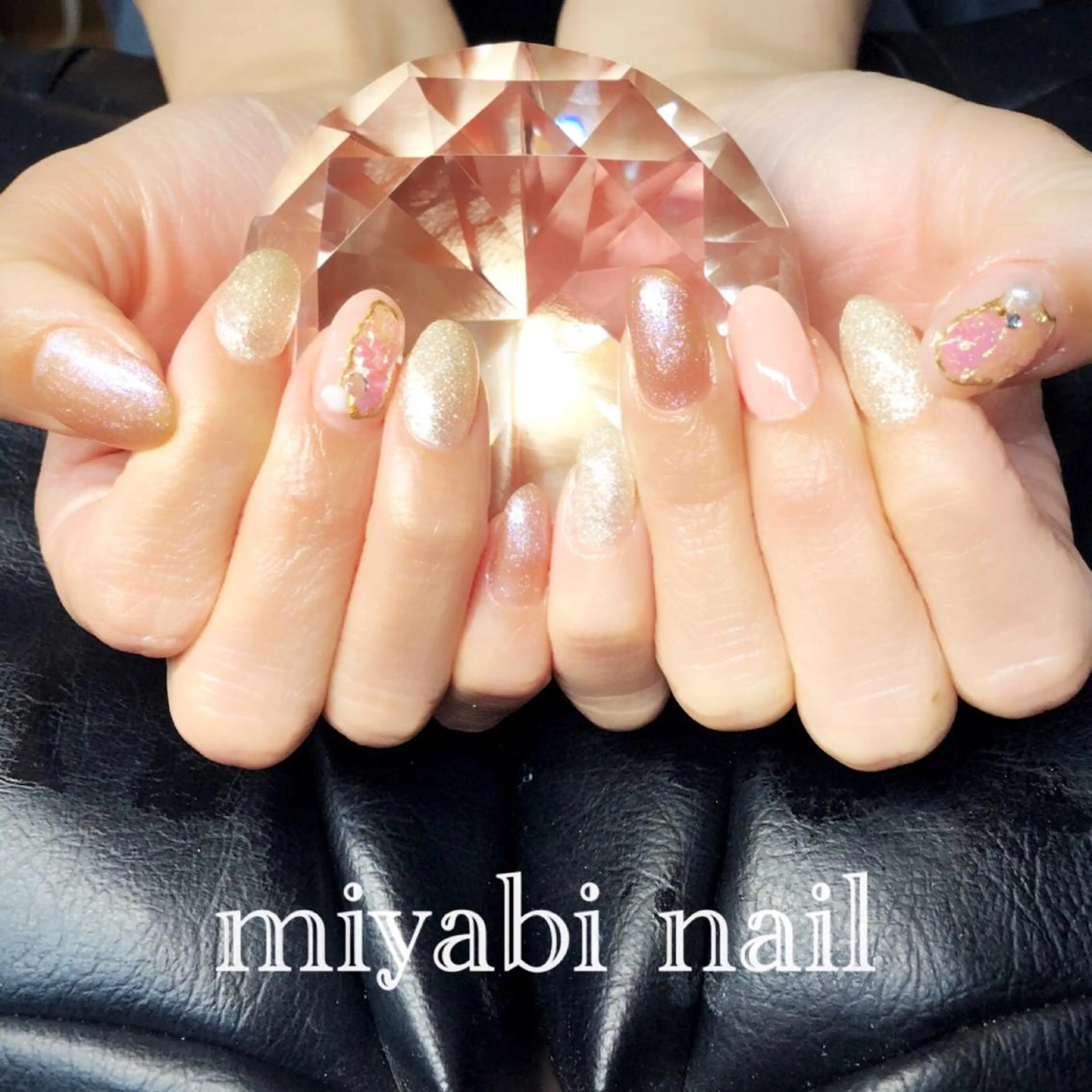 ネイル アートネイル オーロラネイル 入学式 持ち込み ハンドネイル miyabi nail 桂川駅近くのネイルデザイン