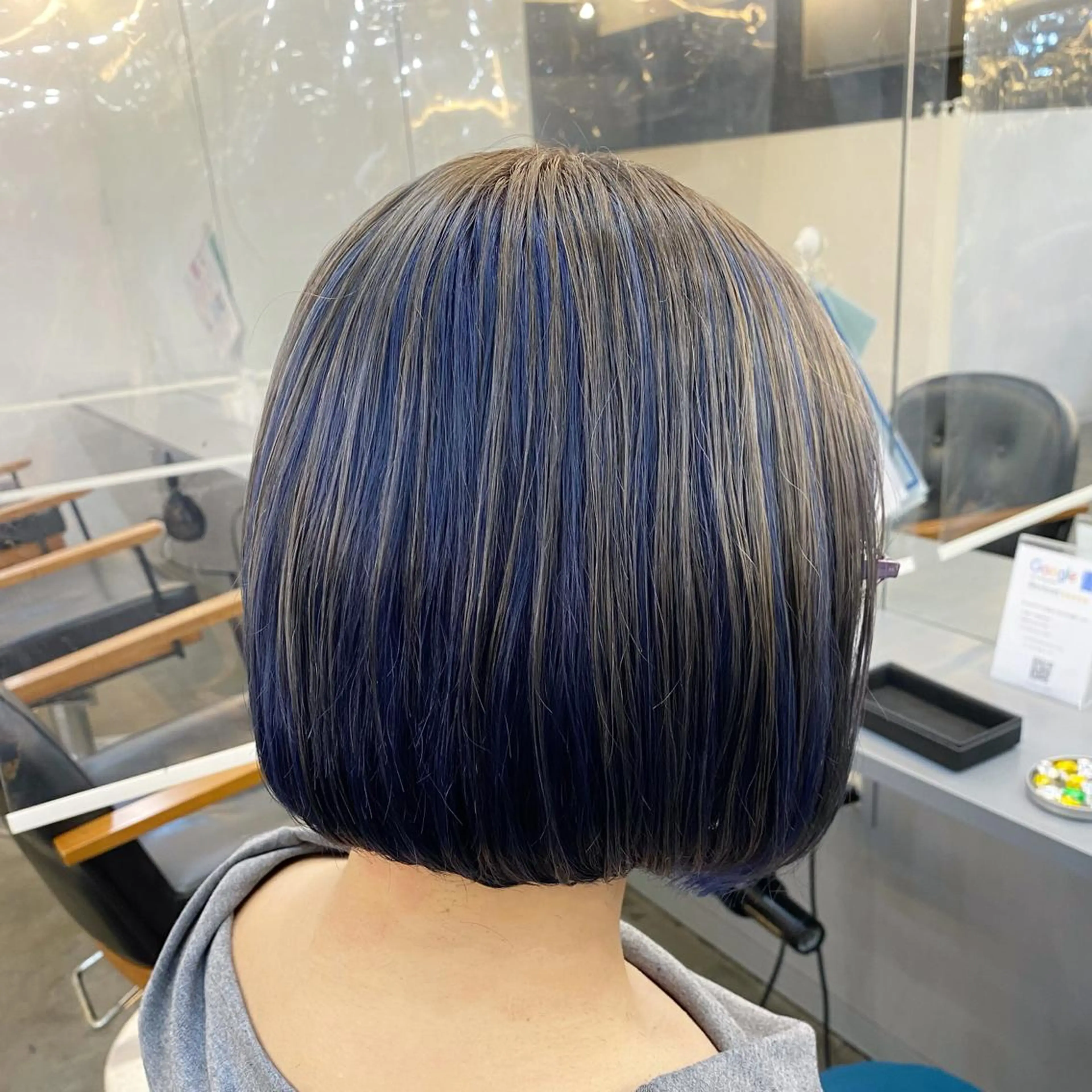 ミディアム カラー デザインカラー ボブ 韓国風カラー🦄水野 みやび🪽🌈のヘアスタイル