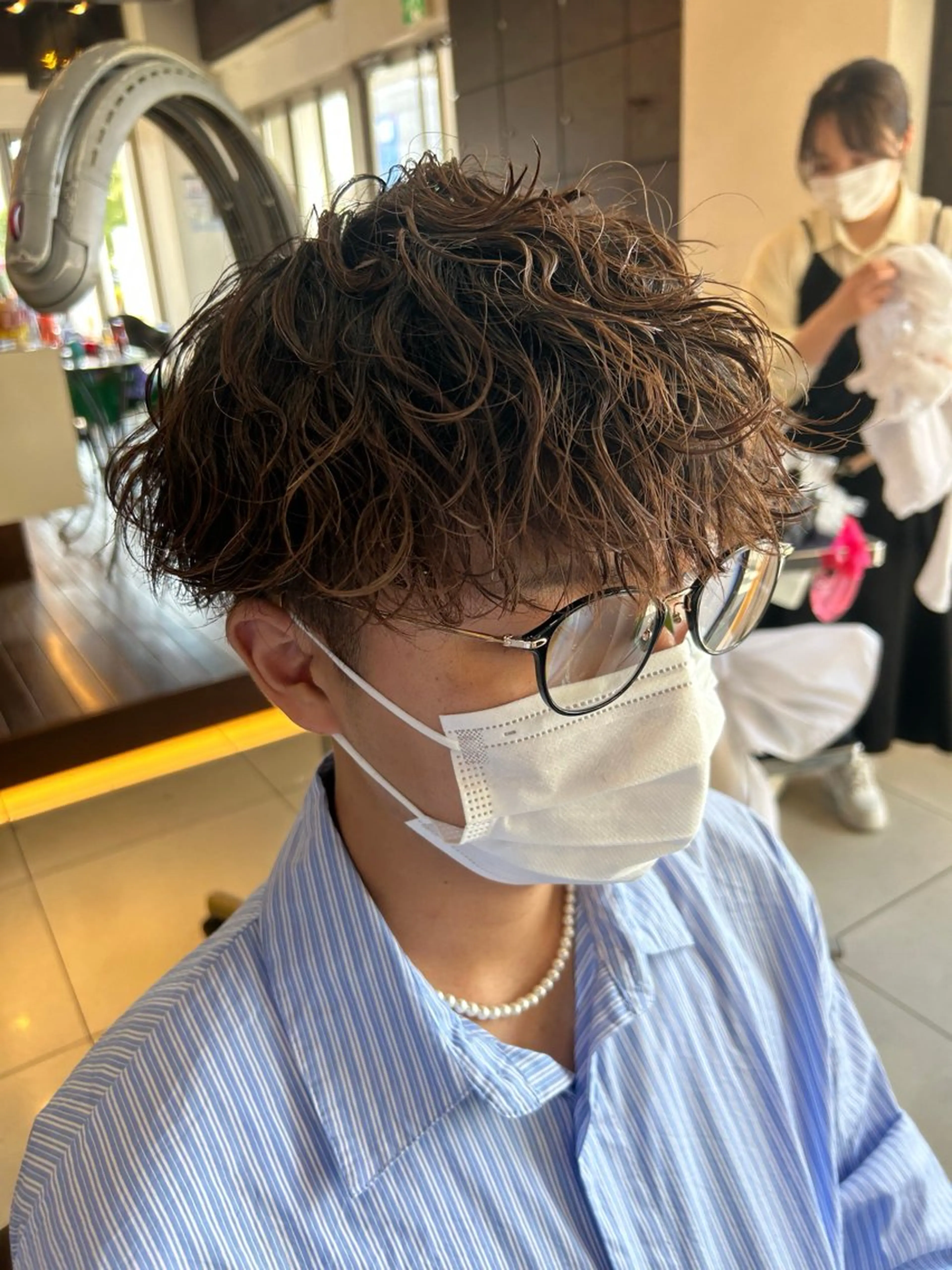 カラー パーマ メンズ 🩵透明感カラー🩵 緒方美柚のヘアスタイル