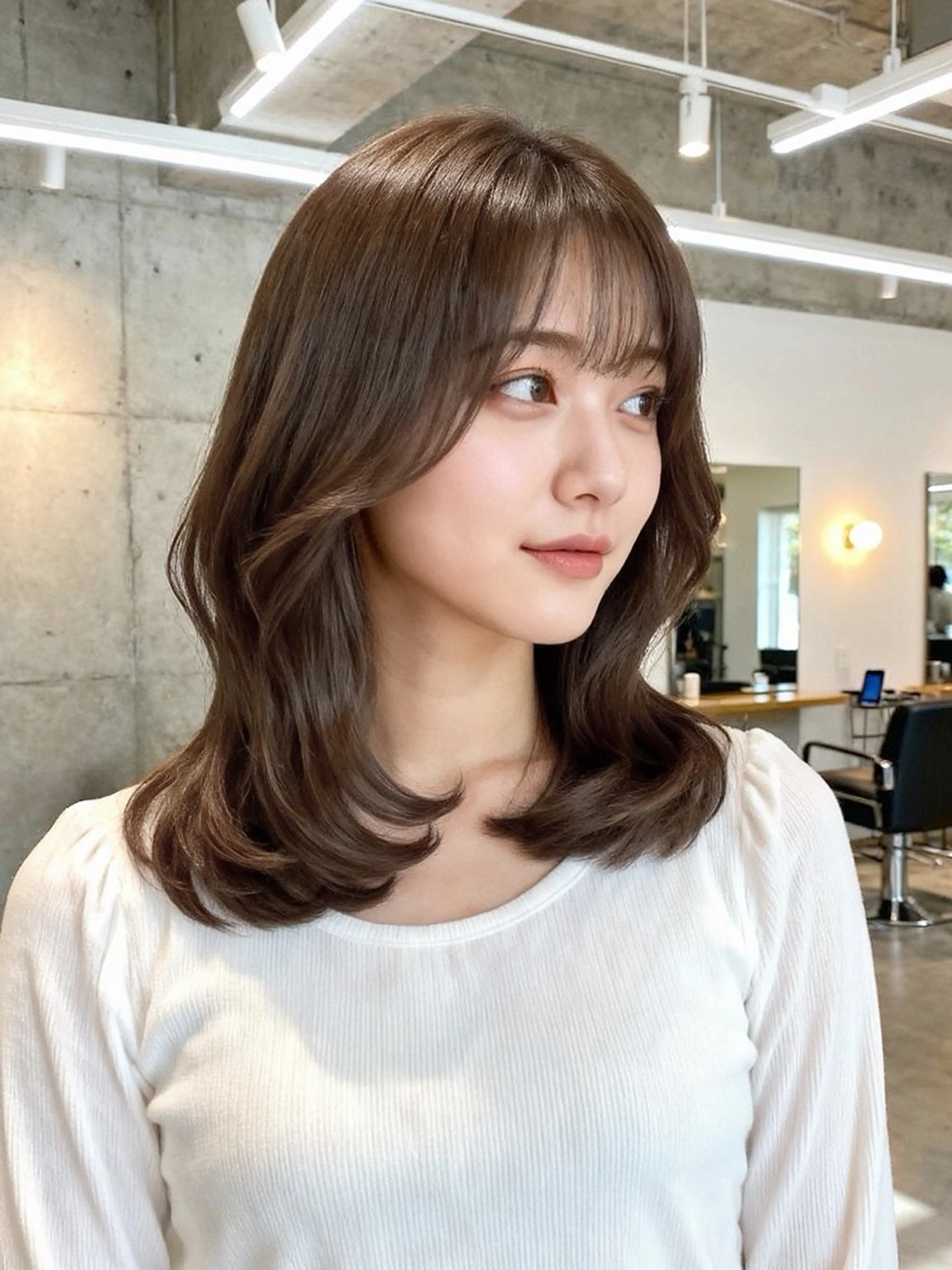 ミディアム カット ヘアカラー トリートメント シンタニ ナオトのヘアスタイル