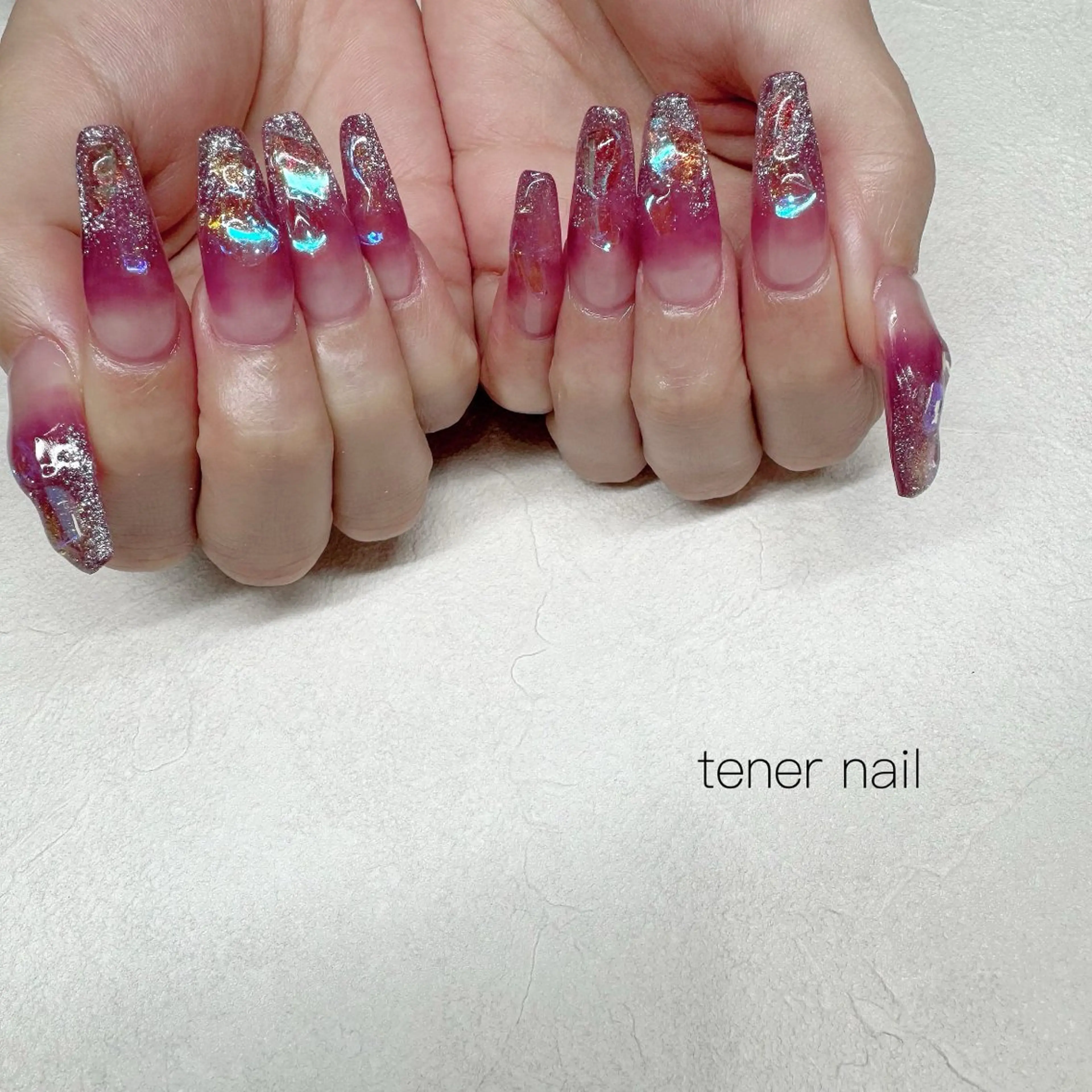 ネイル 氷ネイル・うるうるネイル スカルプネイル ハンドネイル tener  nail  テネルネイル所属・テネルネイル tener nailのネイルデザイン