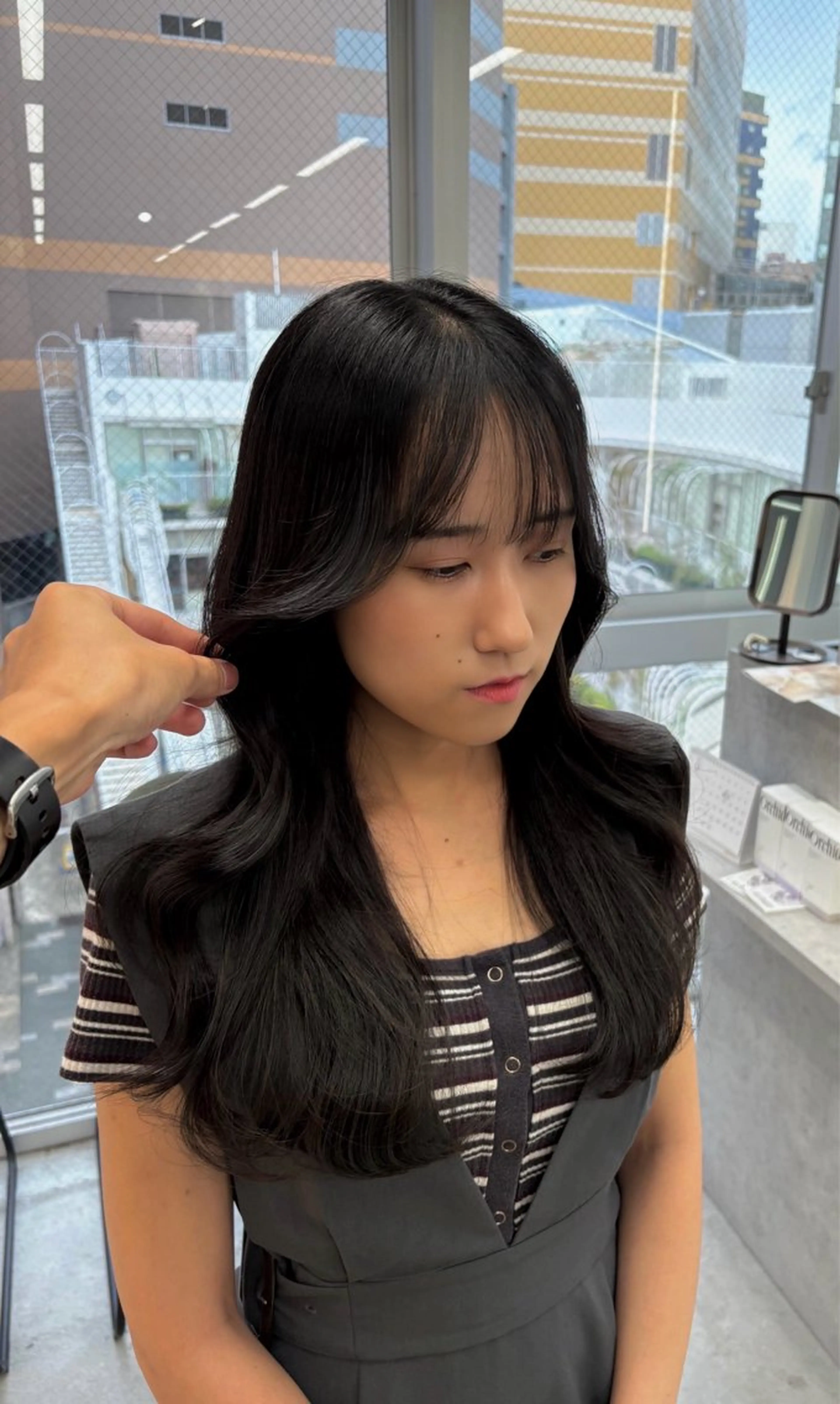 ロング カラー ブリーチ ヨシンモリ 韓国風ヘア レイヤーカット 縮毛矯正 韓国レイヤー🇰🇷 福澤　和嗣のヘアスタイル
