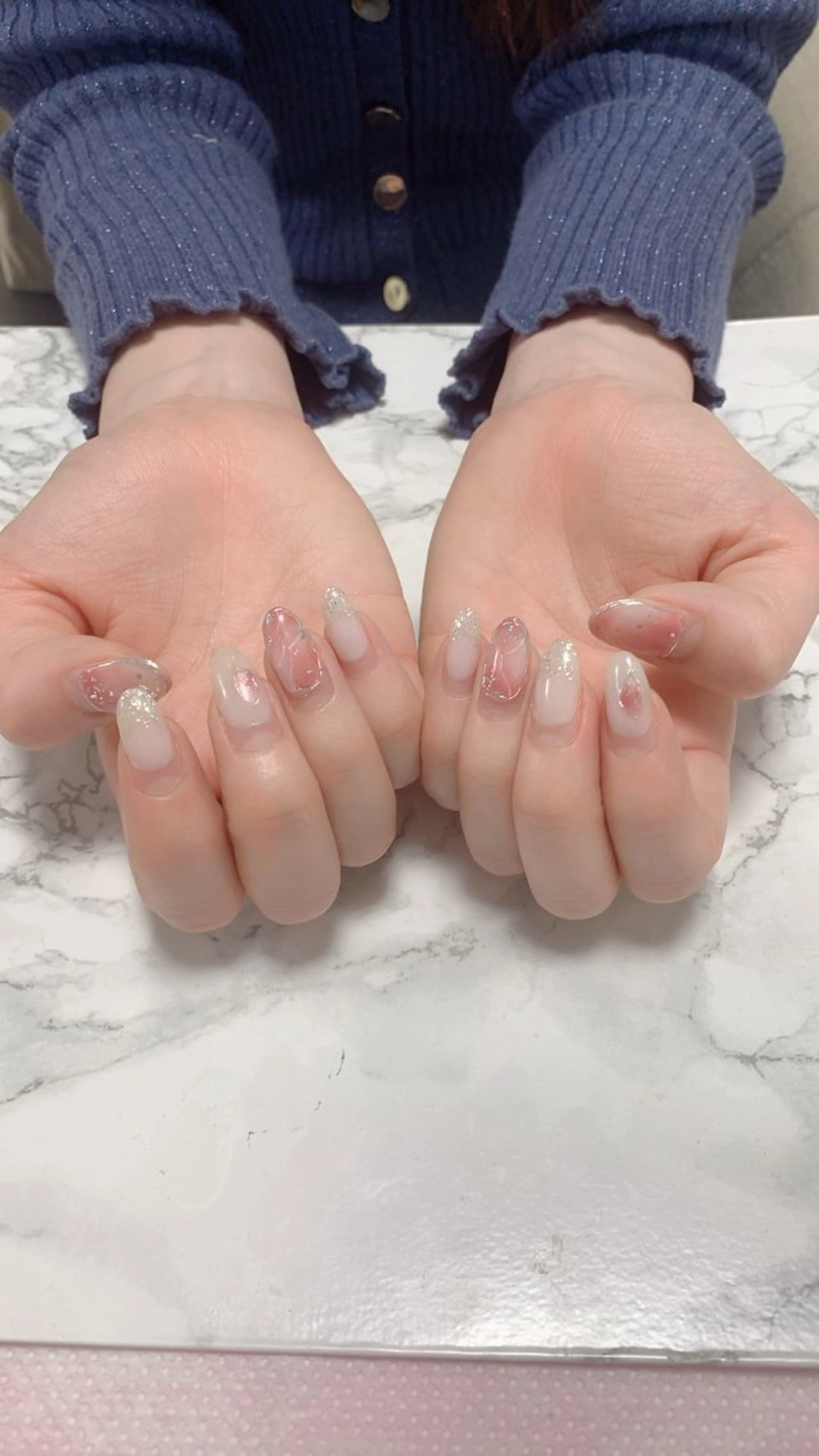 ネイル ハンドネイル はな💎ネイル ワンホン、長さ出しのネイルデザイン