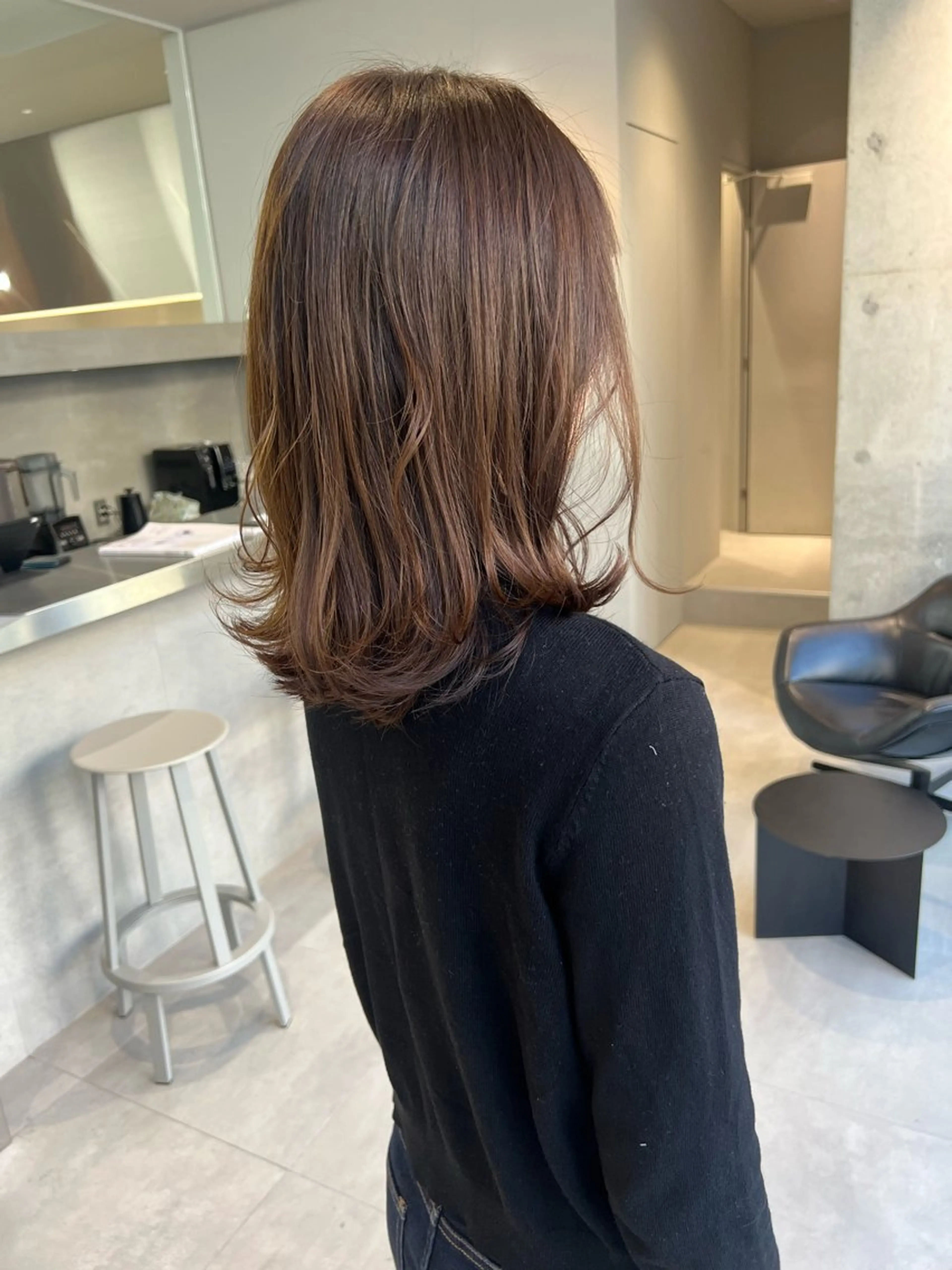 ミディアム カラー ベージュカラー ブリーチ ブラウンカラー ブリーチなしカラー カット ヘアカラー トリートメント 吉沢遣人/レイヤー 艶カラー/パーマのヘアスタイル