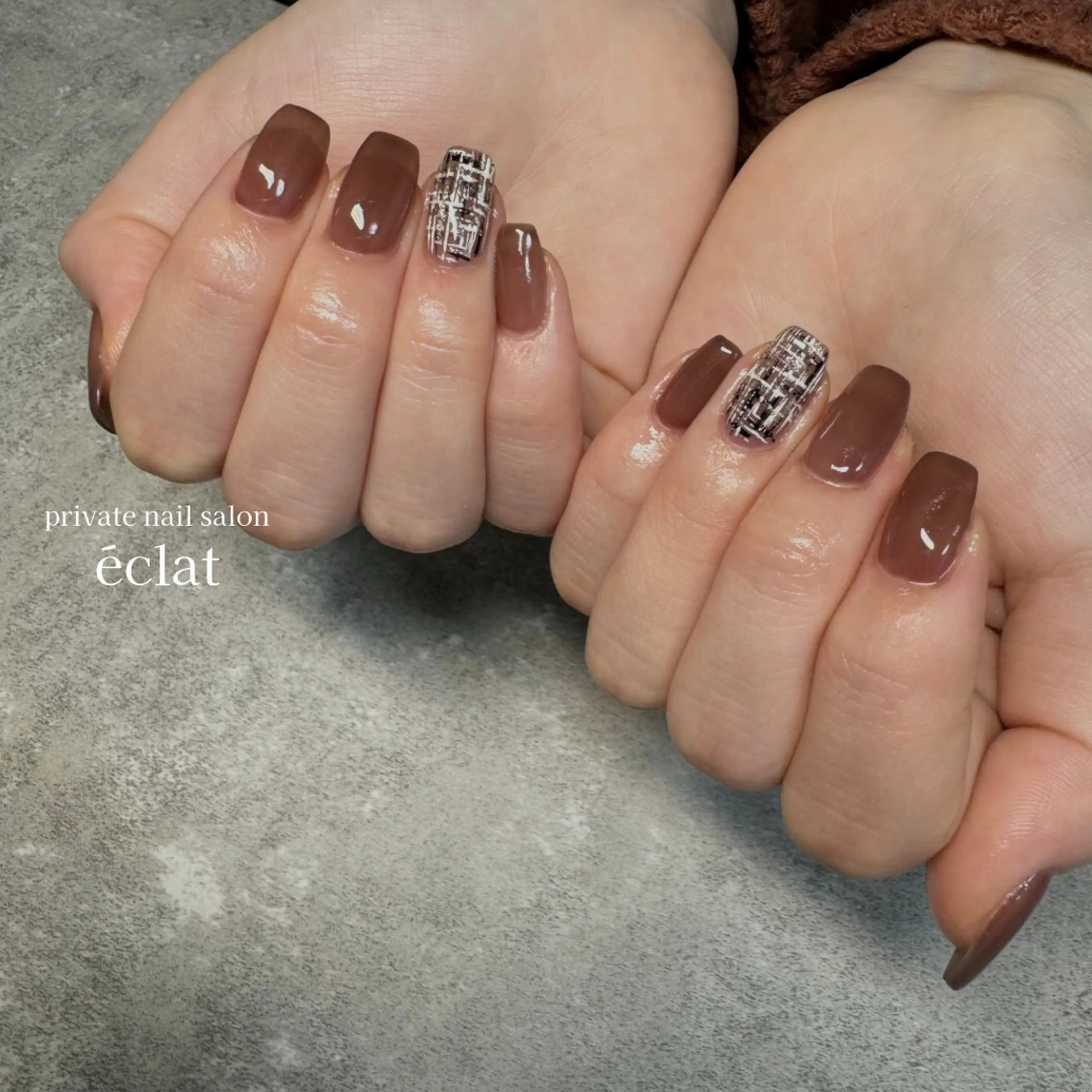ネイル ツイードネイル nailsalon éclatのネイルデザイン