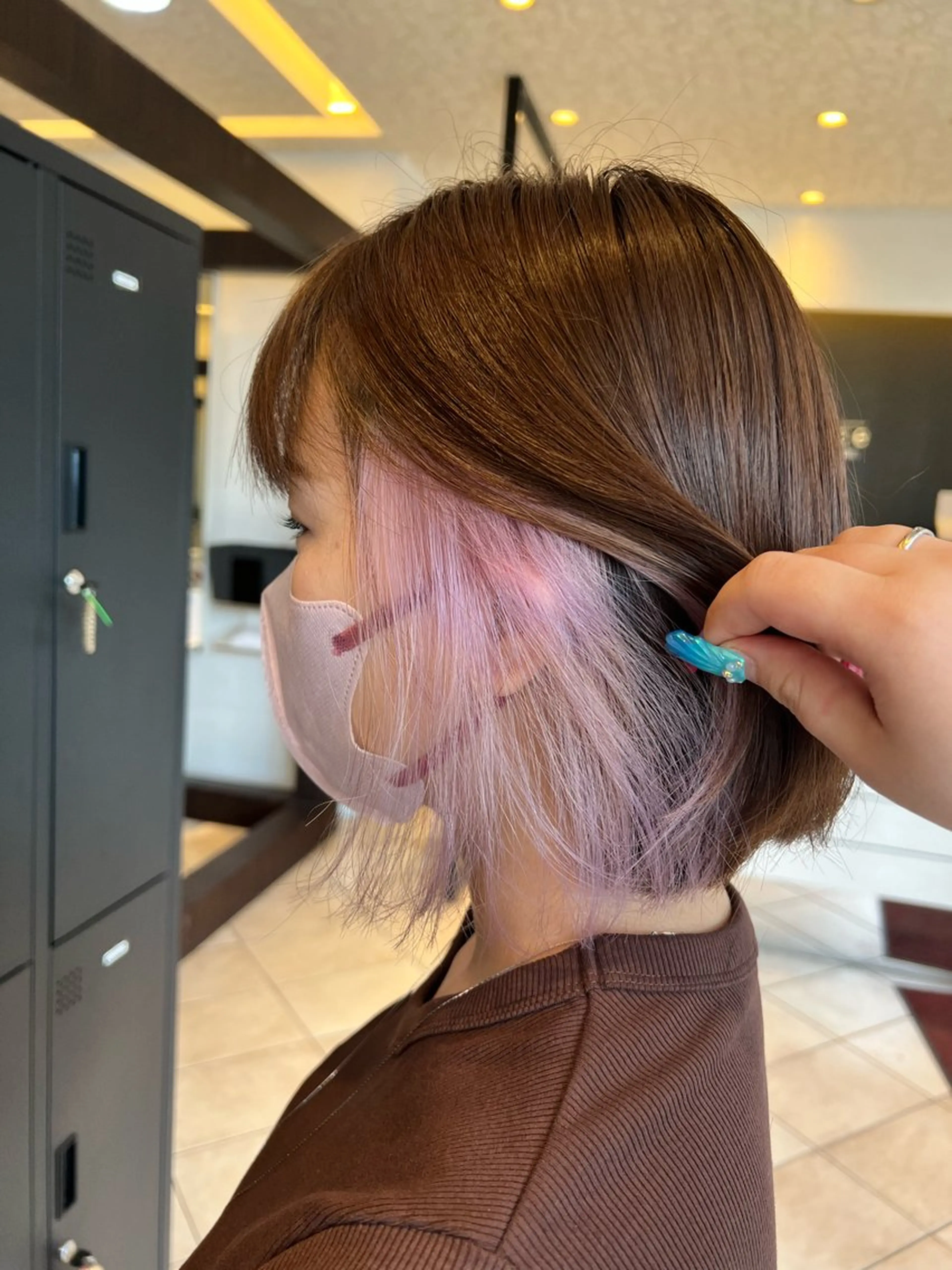 ショート カラー ヘアアレンジ ピンクカラー 🦋インナーカラー れいな🦋のヘアスタイル