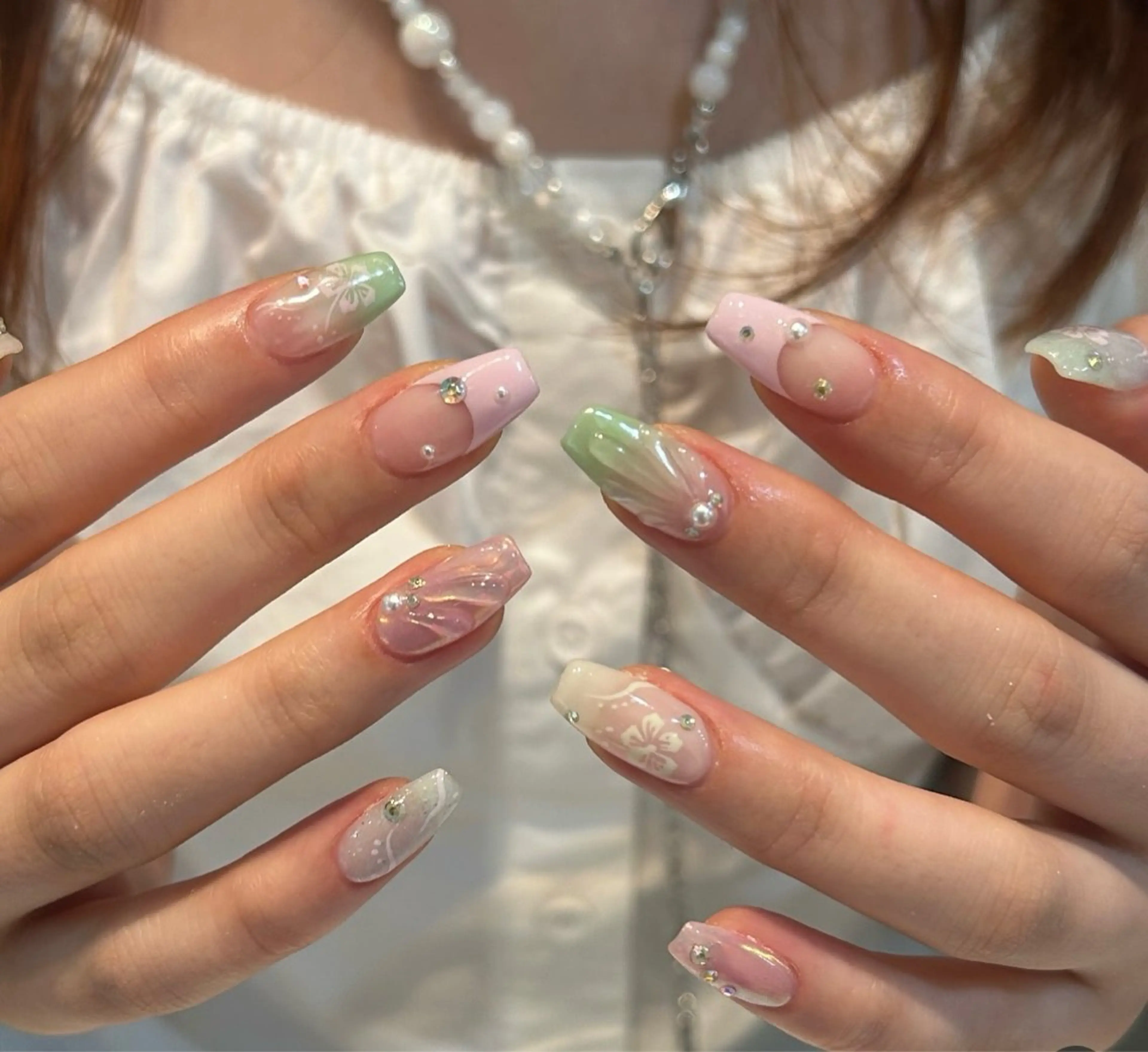 ネイル 韓国ネイル 持ち込み ニュアンスネイル ネイルチップ ハンドネイル TABI ANA.CHUOのネイルデザイン