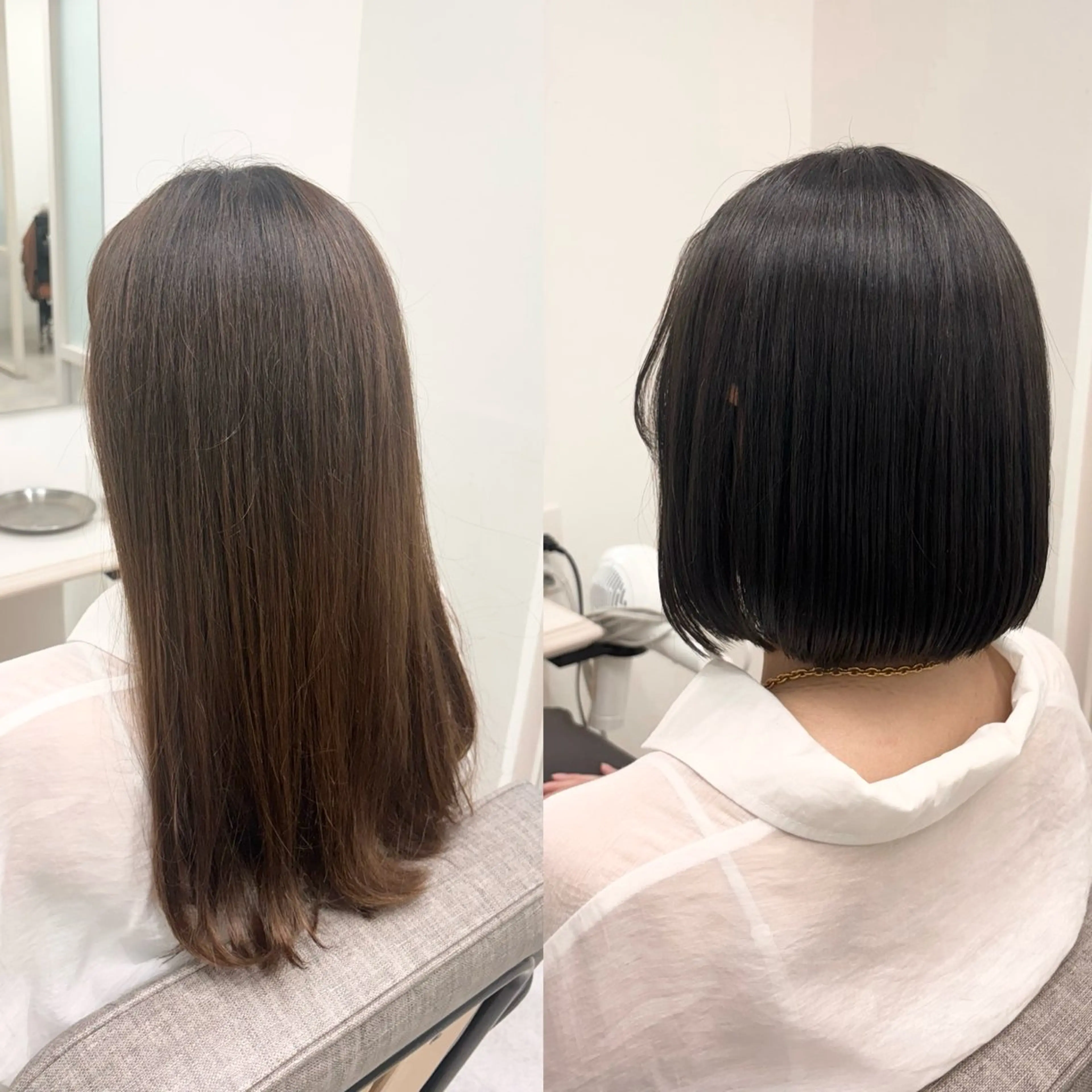 ミディアム ボブ 酸性ストレート 縮毛矯正 ヘアアレンジ🪽🎀 艶カラー/天王寺のヘアスタイル