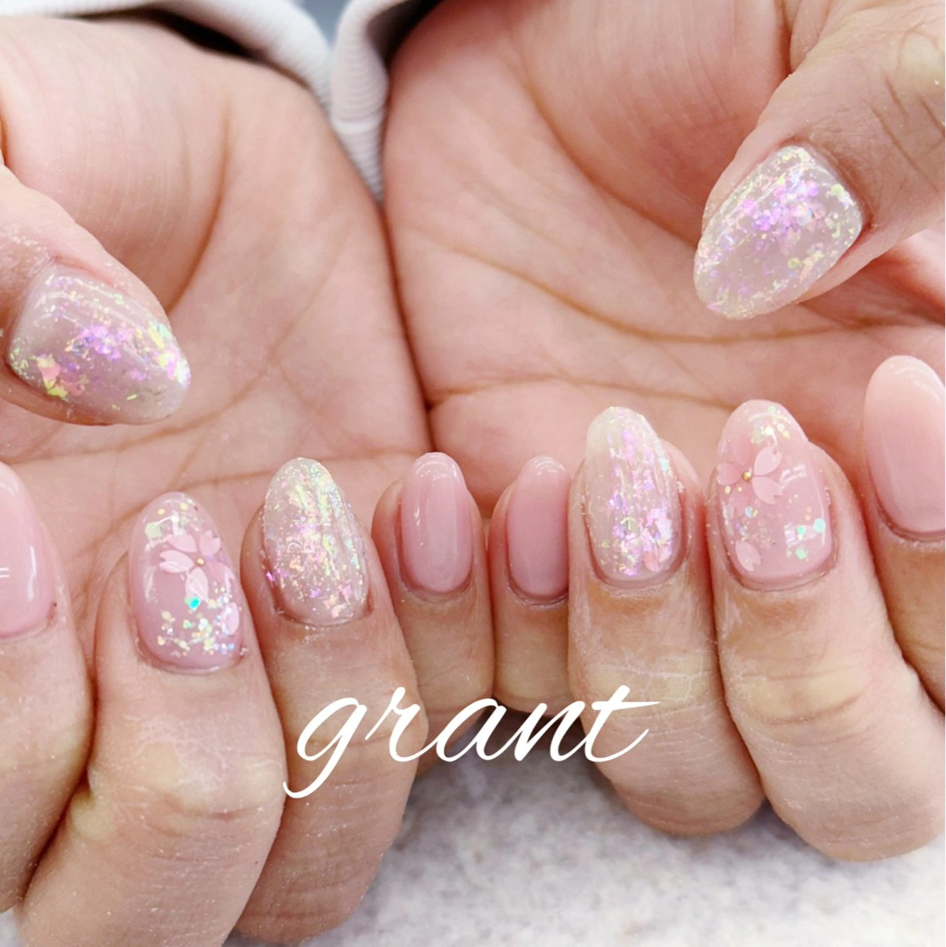 ネイル 桜ネイル 春ネイル ハンドネイル nail salon grant所属・nailsalon grantのネイルデザイン