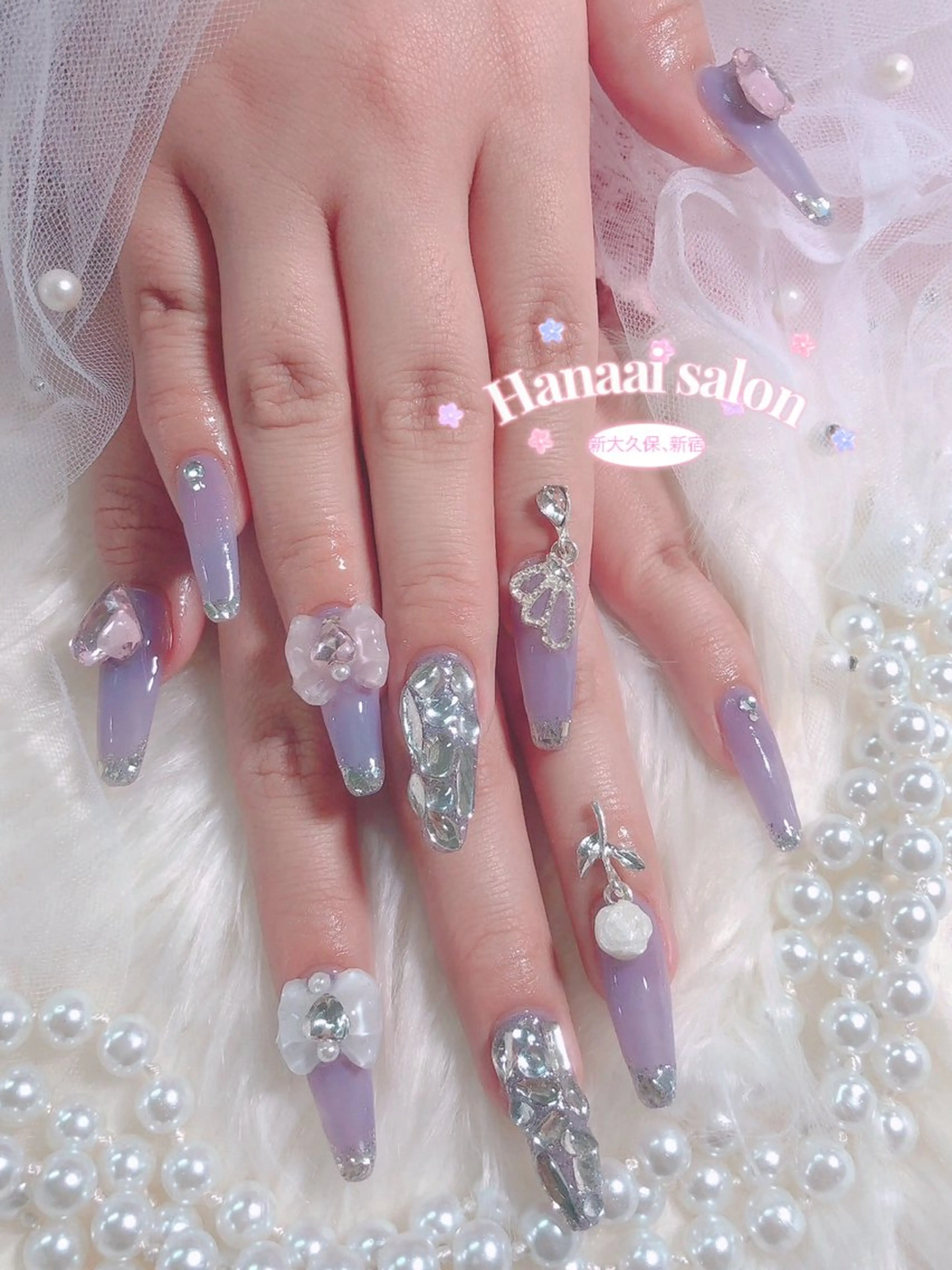 セミロング ハンドネイル Hanaai salon あまねのネイルデザイン