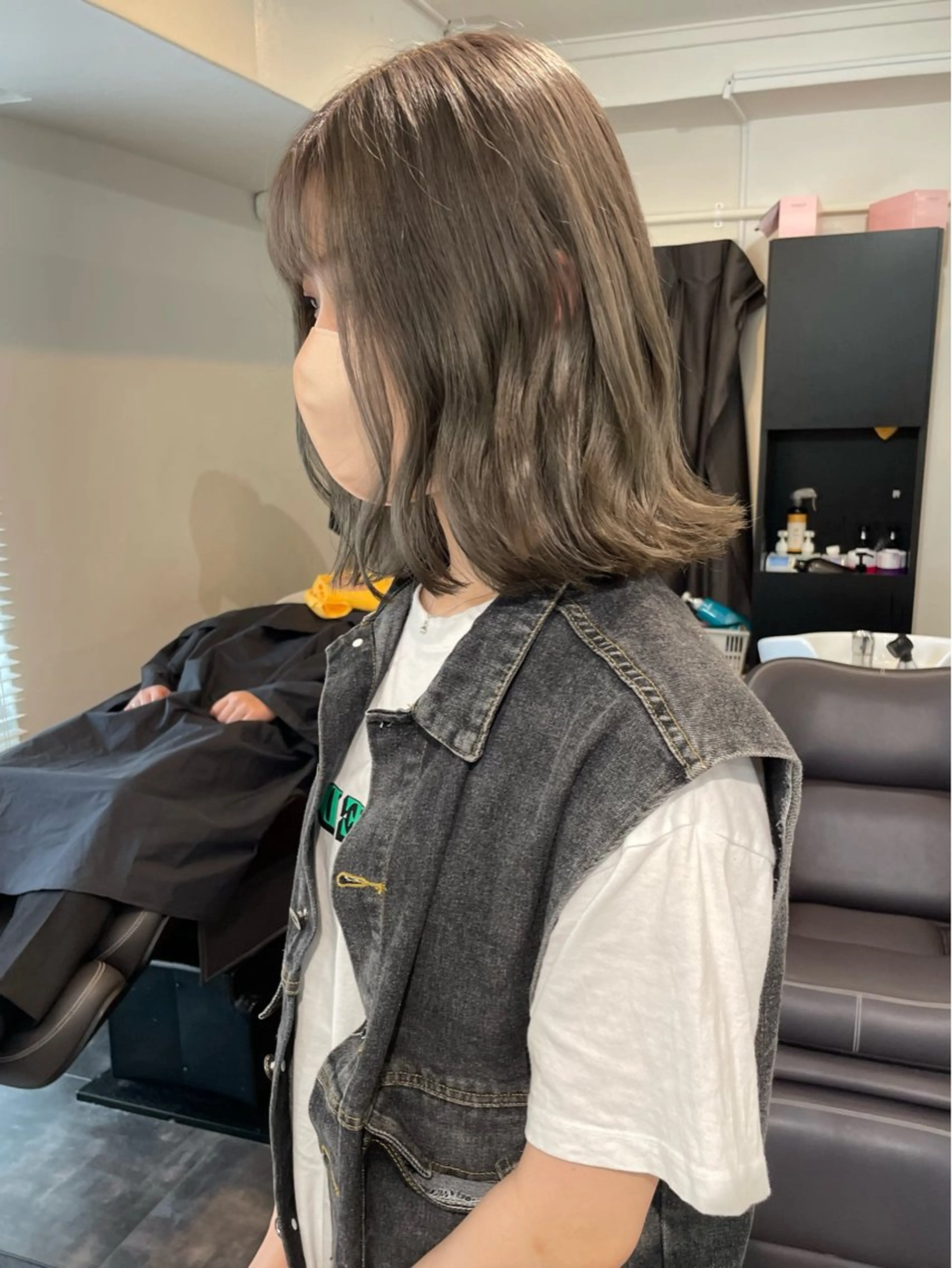 ミディアム カラー 💚色落ちまで可愛い 髪質改善カラーゆうまのヘアスタイル