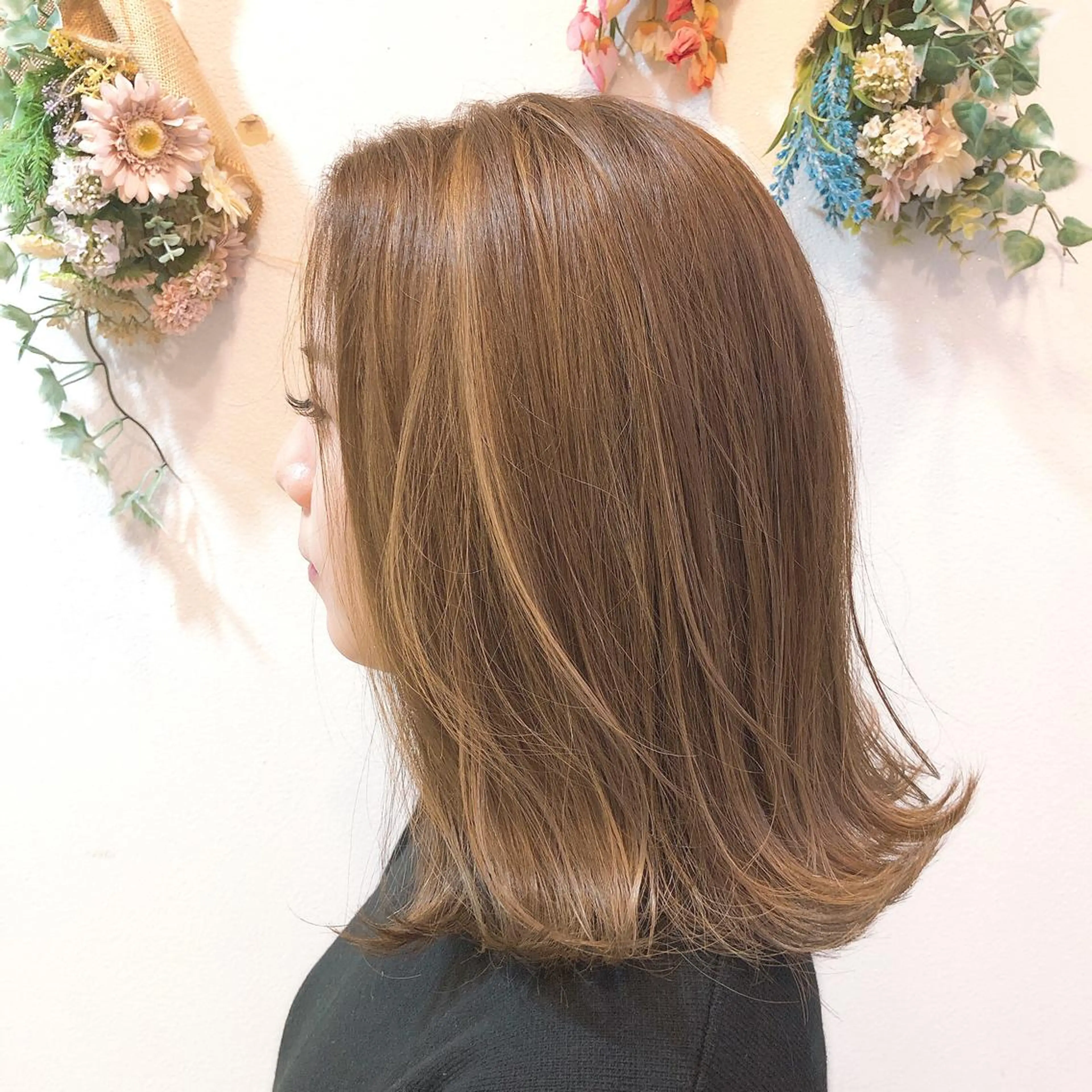 ミディアム カラー ヘアカラー 山口 明日花のヘアスタイル