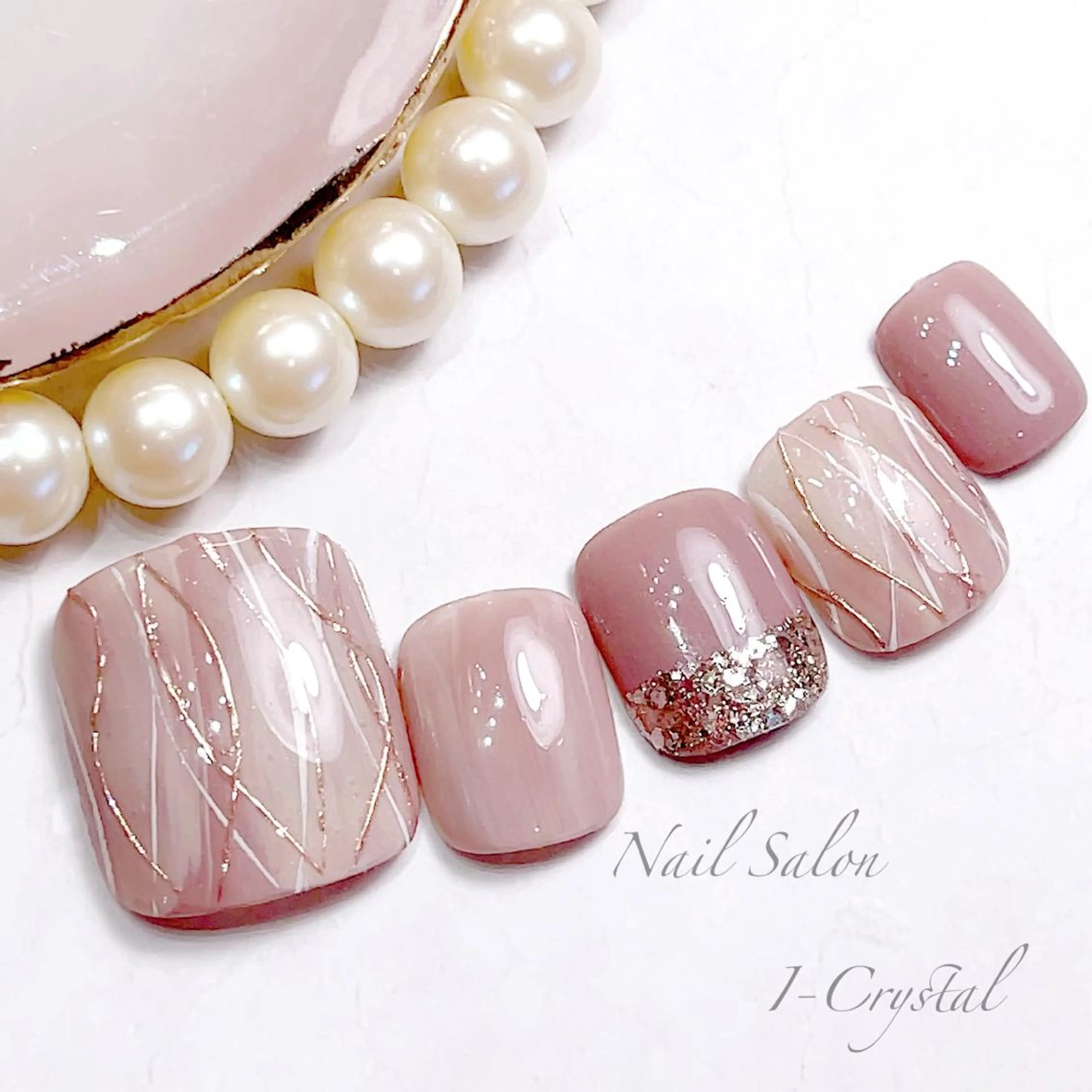 ネイル フットネイル 持ち込み 春ネイル ストーンネイル NailSalon  I-Crystal所属・中村 郁美のネイルデザイン