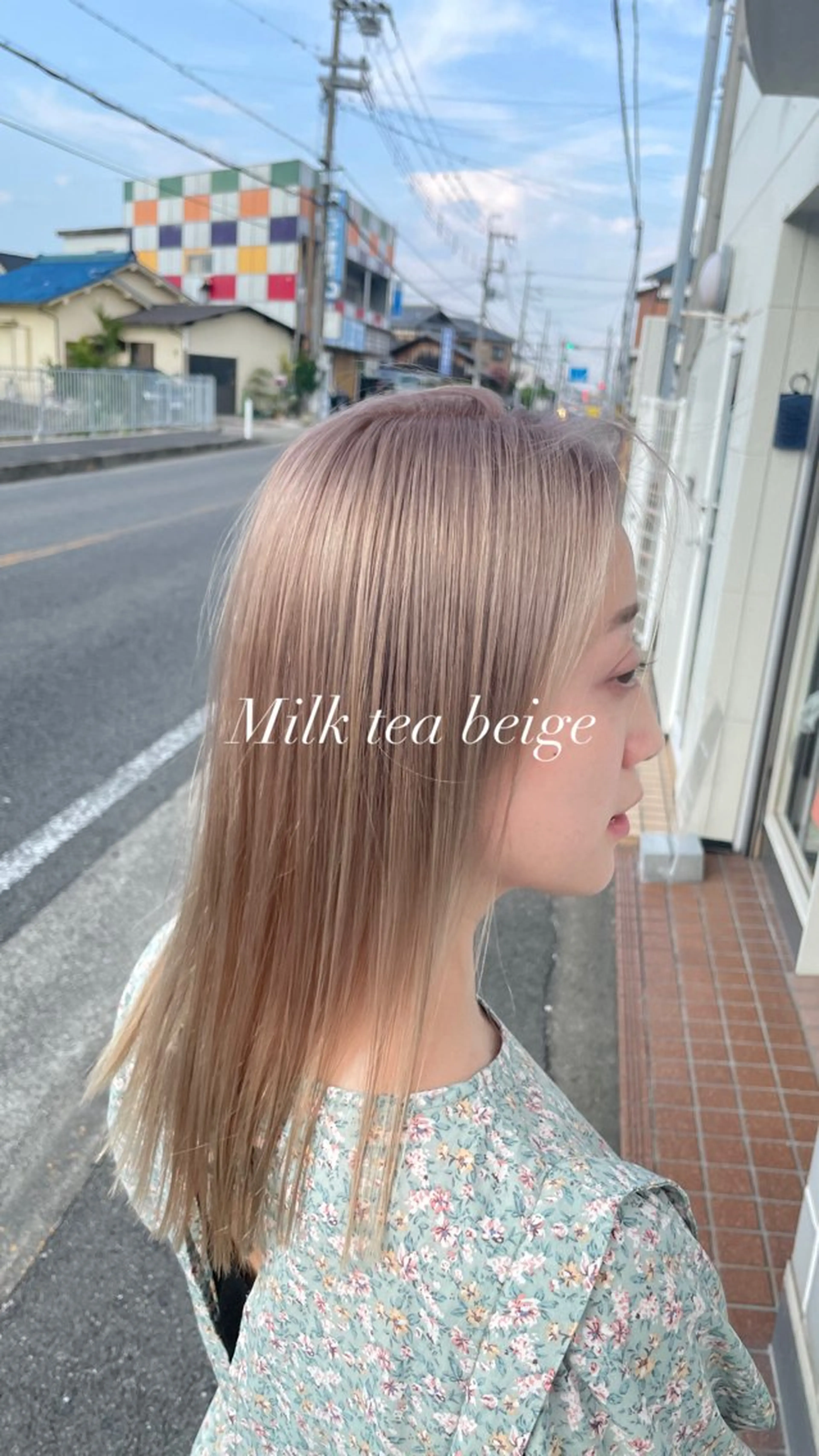 セミロング カラー ベージュカラー ミルクティーベージュ miyuki arare hairのヘアスタイル