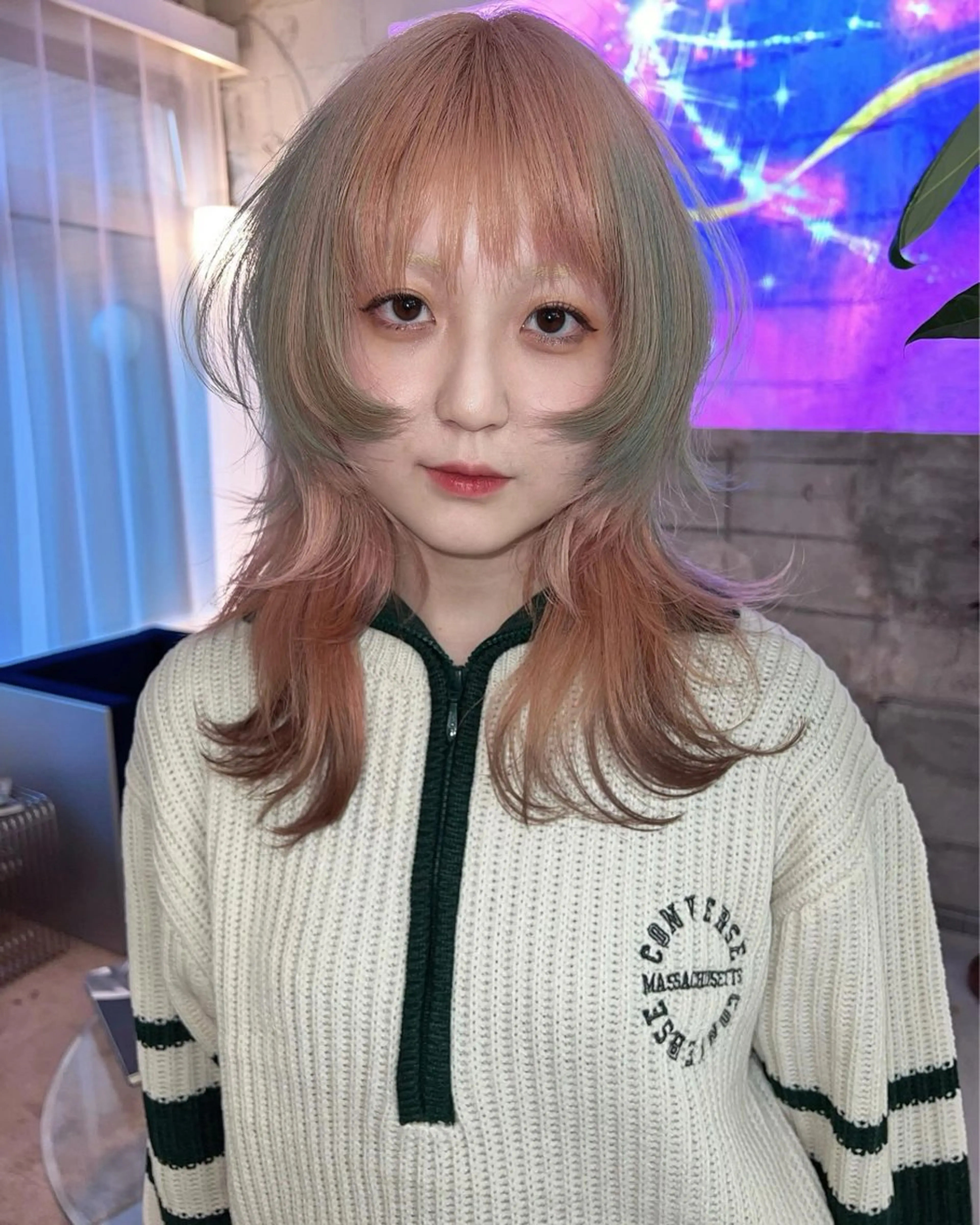 ロング カラー ブリーチ レイヤーカット カット ヘアカラー haco＋所属・圧倒的デザイン力 店長🎨RENAのヘアスタイル