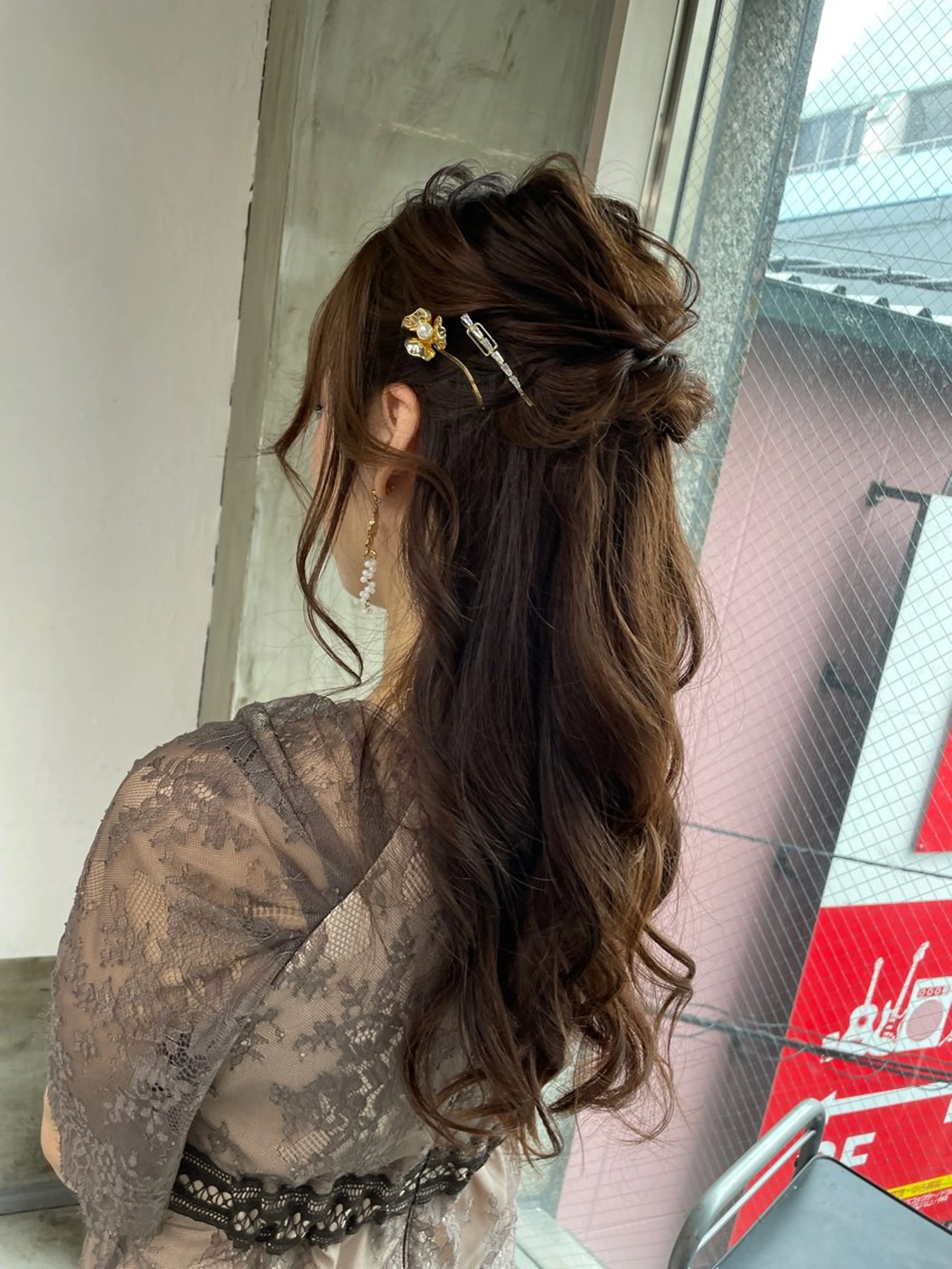 ヘアアレンジ ハーフアップ jiire所属・カットモデル無料 👒堀江・ヨンスクのヘアスタイル