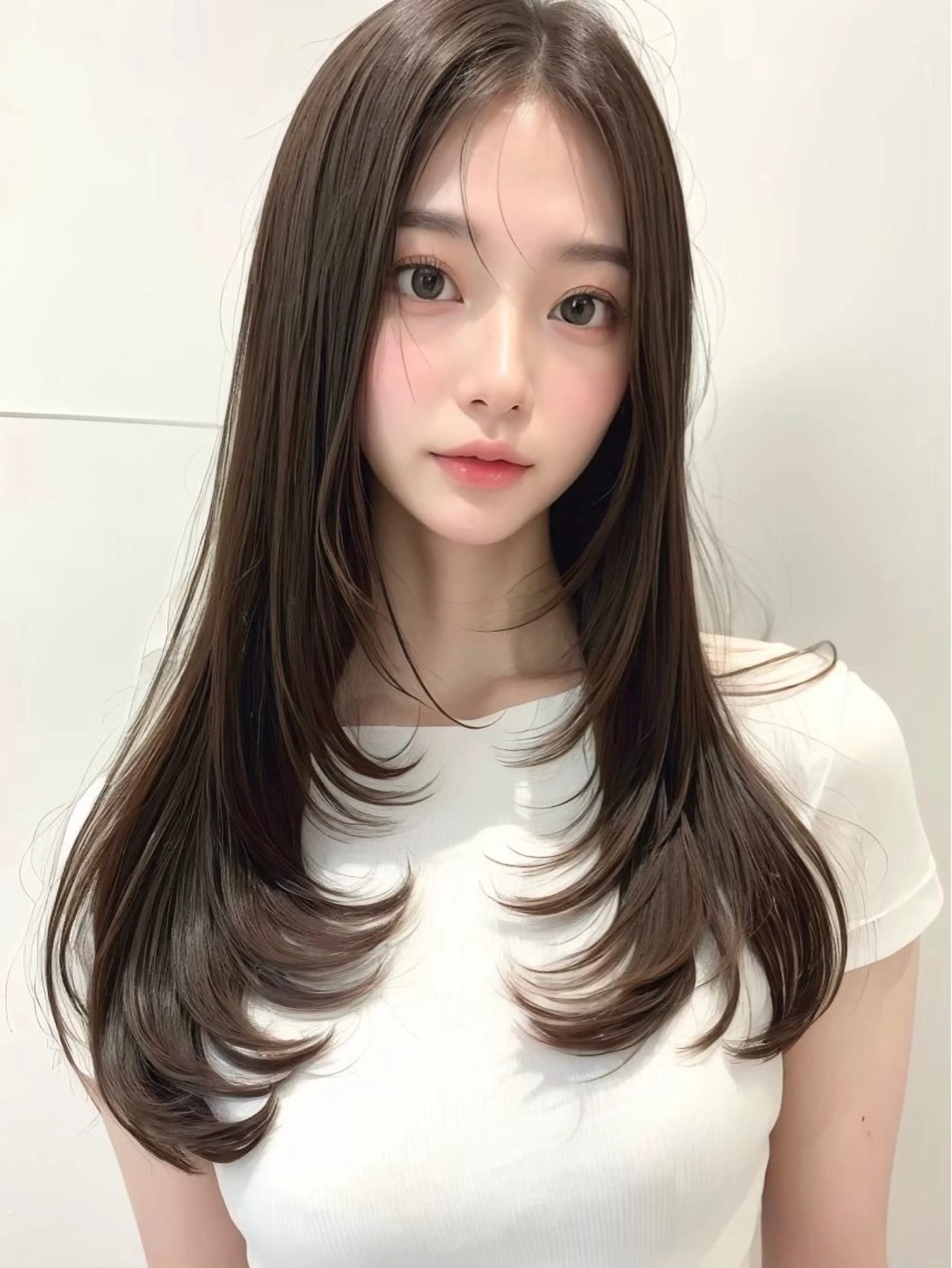 ロング カラー 🩵髪質改善🩵 韓国ヘア🩵花澤みりのヘアスタイル