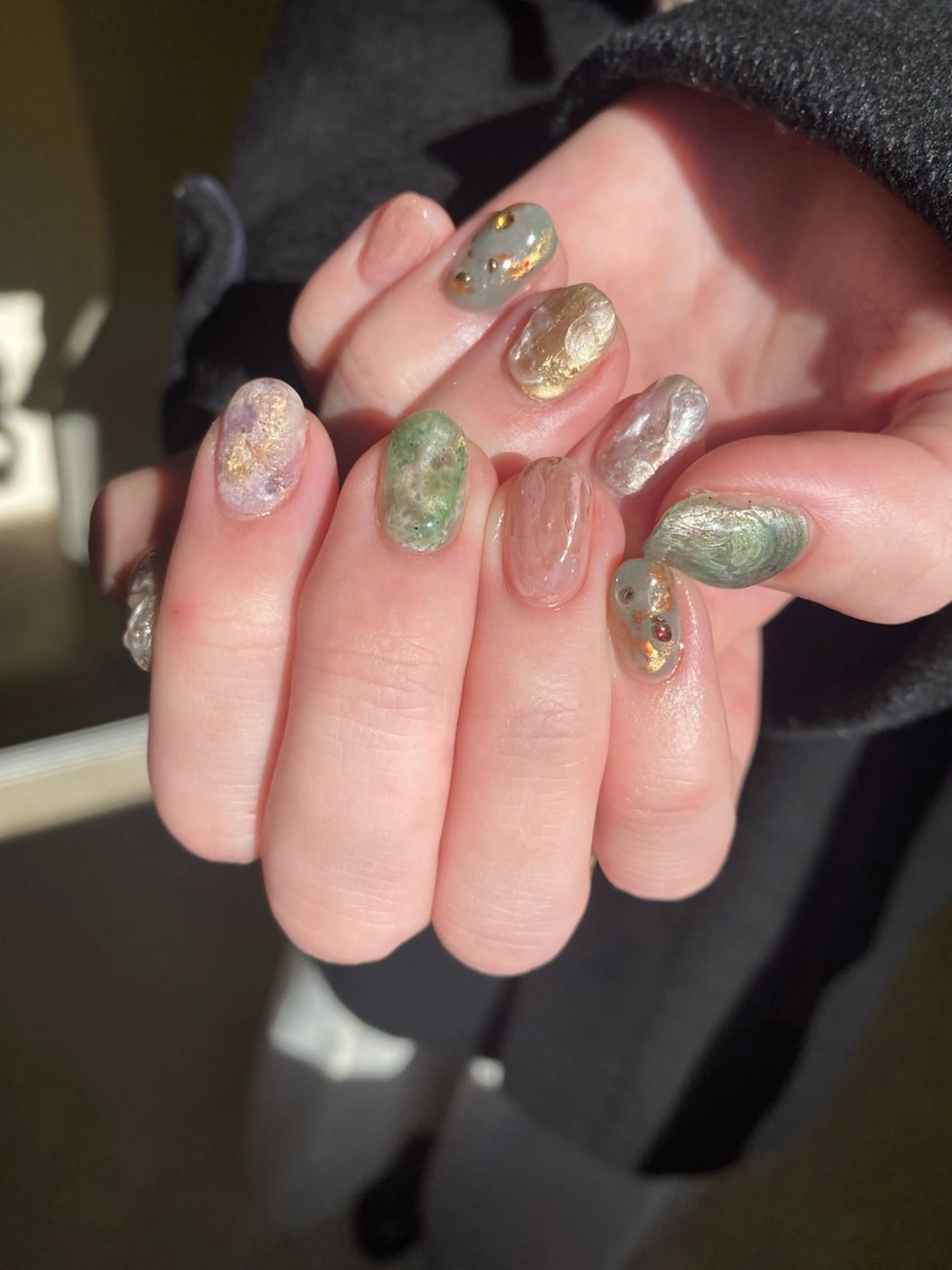 ネイル ジェルネイル マグネットネイル 持ち込み ニュアンスネイル ワンカラーネイル ハンドネイル 草加ニュアンスネイル 🌚hersのネイルデザイン