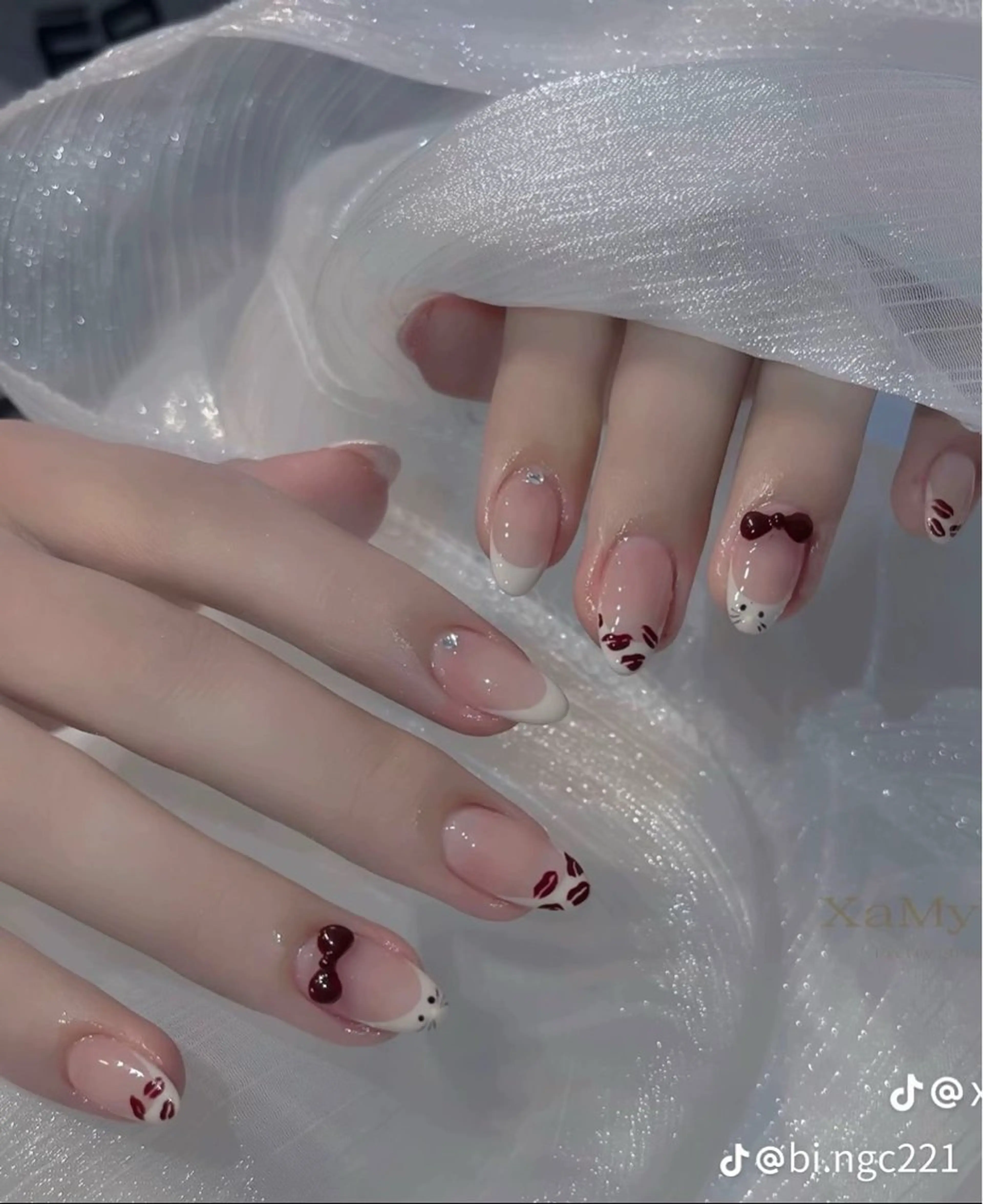 ネイル チークネイル フットネイル フレンチネイル グラデーション 韓国ネイル Ribbonnail salonのネイルデザイン