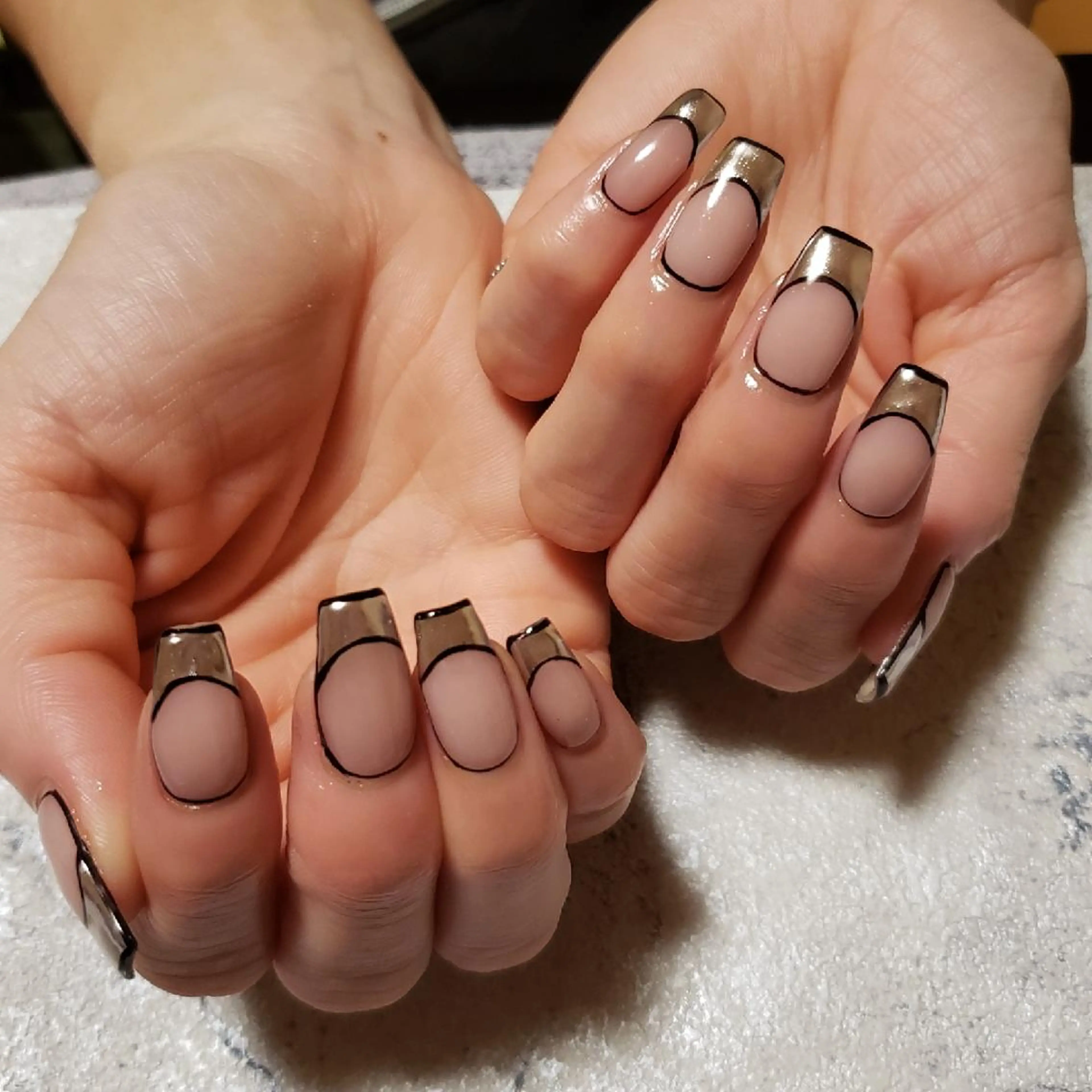 ネイル フレンチネイル ミラーネイル MU5-nail 金山ネイルサロンのネイルデザイン