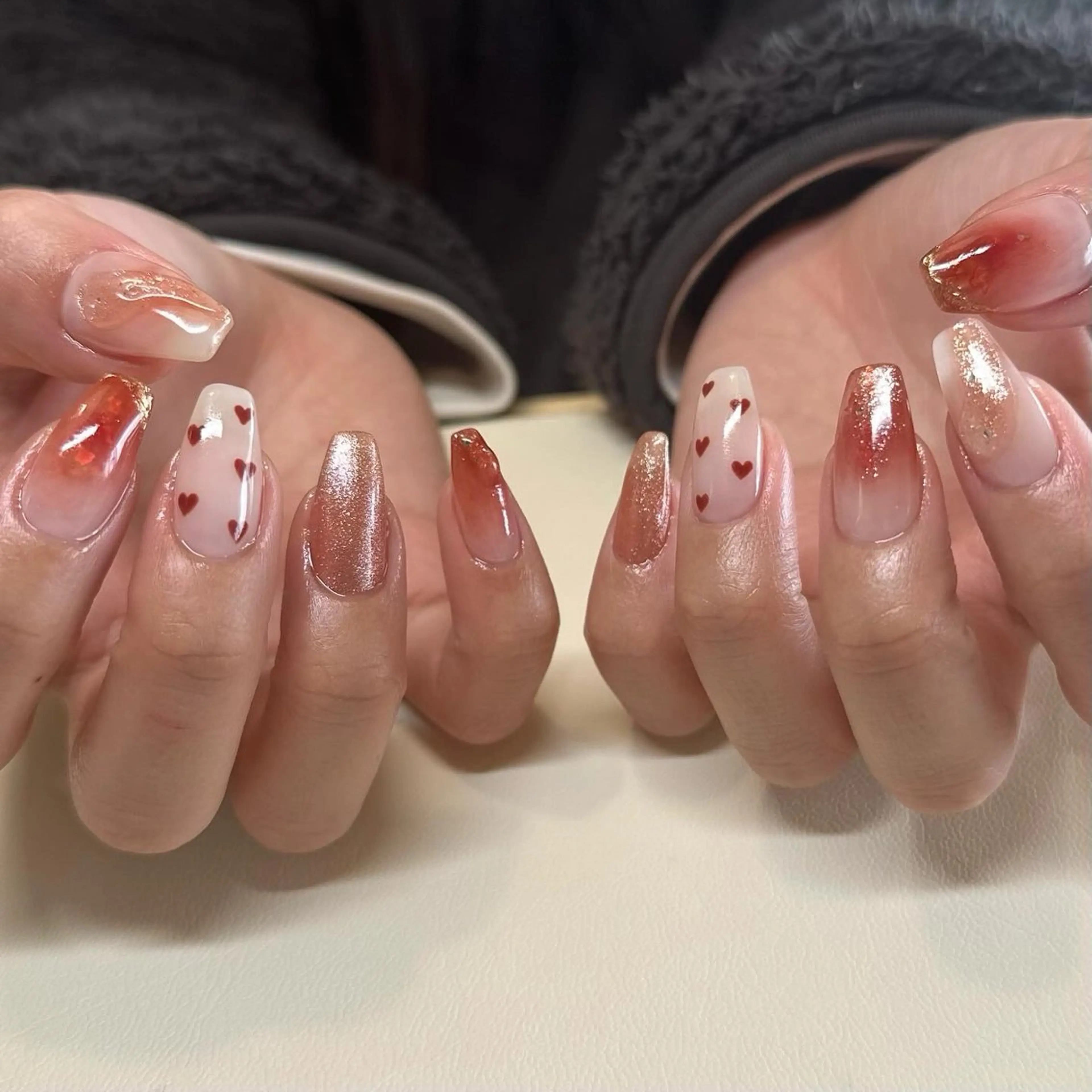 ネイル ハート ニュアンスネイル ハンドネイル nikotnail 小林友美のネイルデザイン