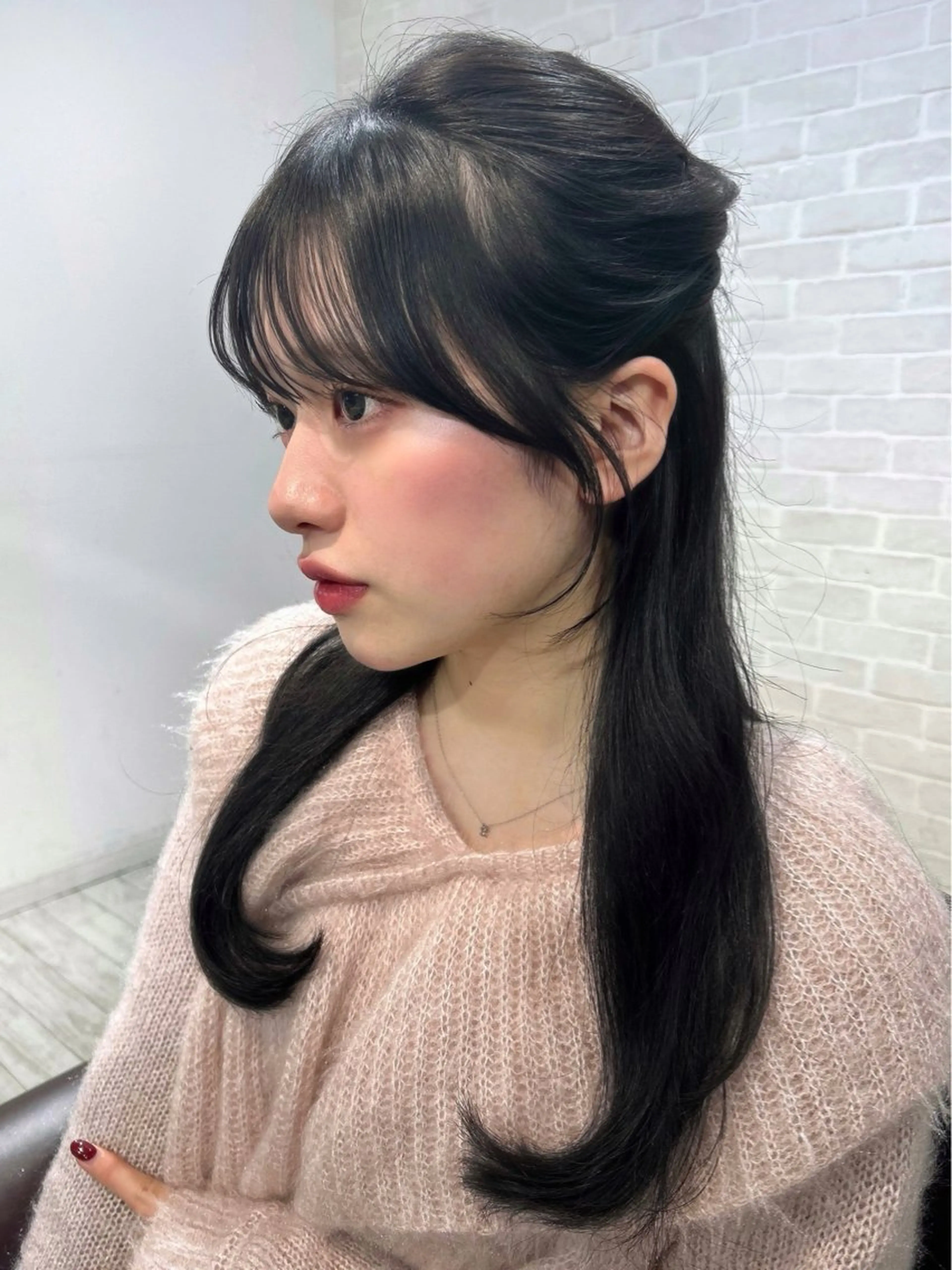 セミロング カラー 顔まわりレイヤー レイヤーカット 似合わせカット カット ヘアカラー 【韓国ヘア×透明感 カラー】笹谷 莉未のヘアスタイル