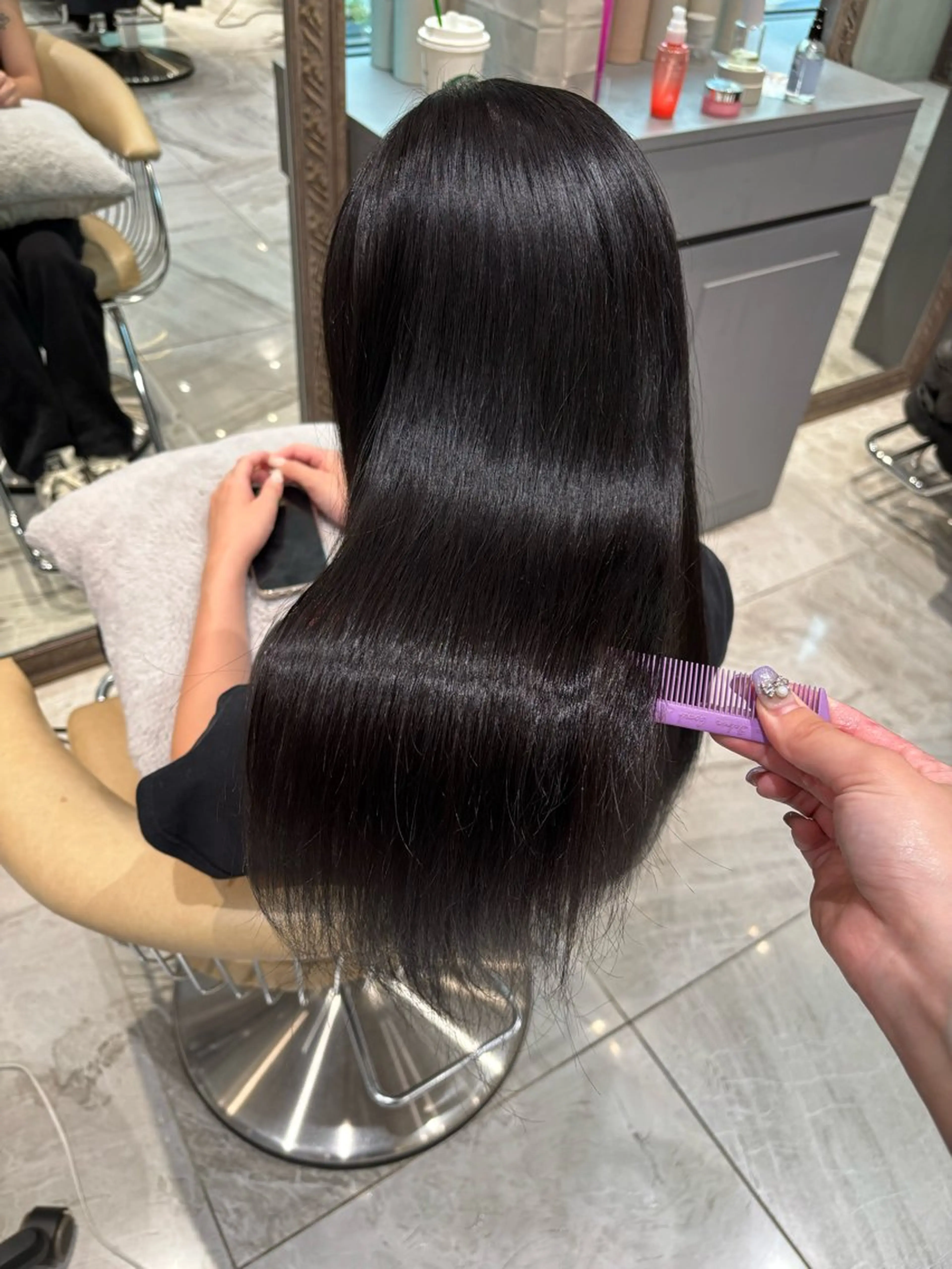 ロング カラー ヘアカラー 透明感カラー/艶髪 髪質改善/縮毛矯正のヘアスタイル