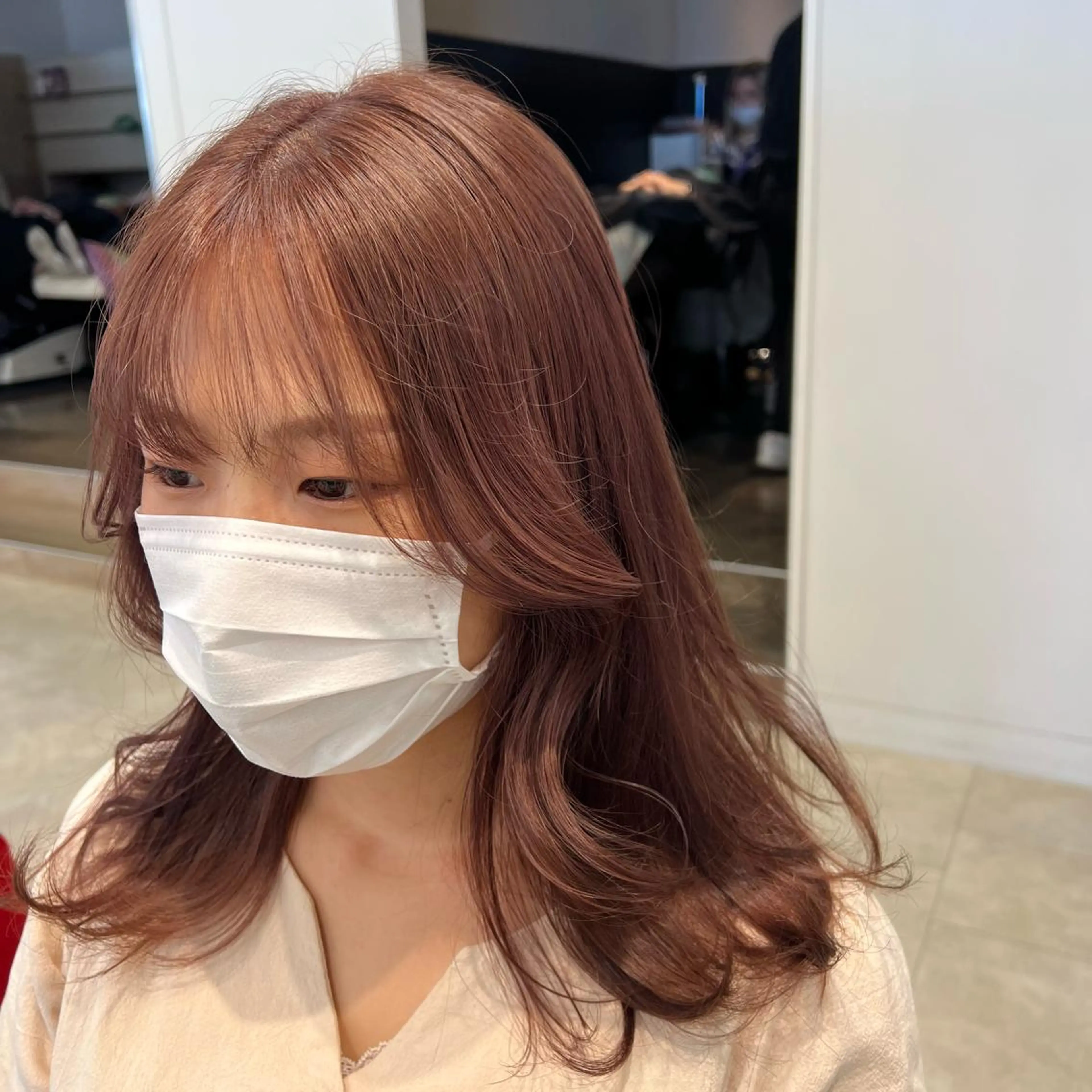 ロング カラー ベージュカラー ピンクカラー ピンクベージュ ヘアカラー トリートメント 似合わせ.ﾍｱｾｯﾄ 得意🌹井上美沙のヘアスタイル