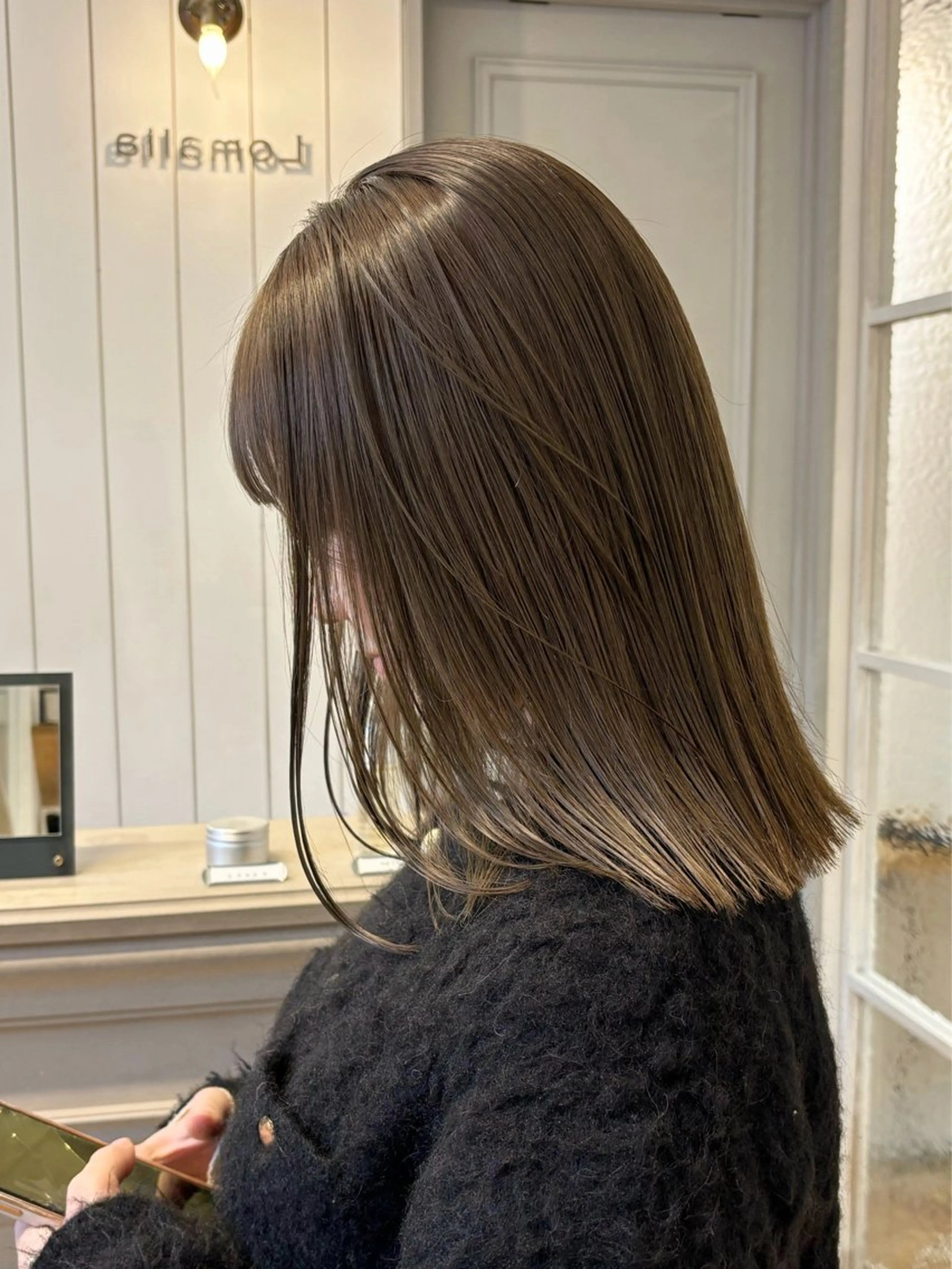 ミディアム カラー カット ヘアカラー トリートメント オリーブ/縮毛🐇 Natsuno🩰のヘアスタイル