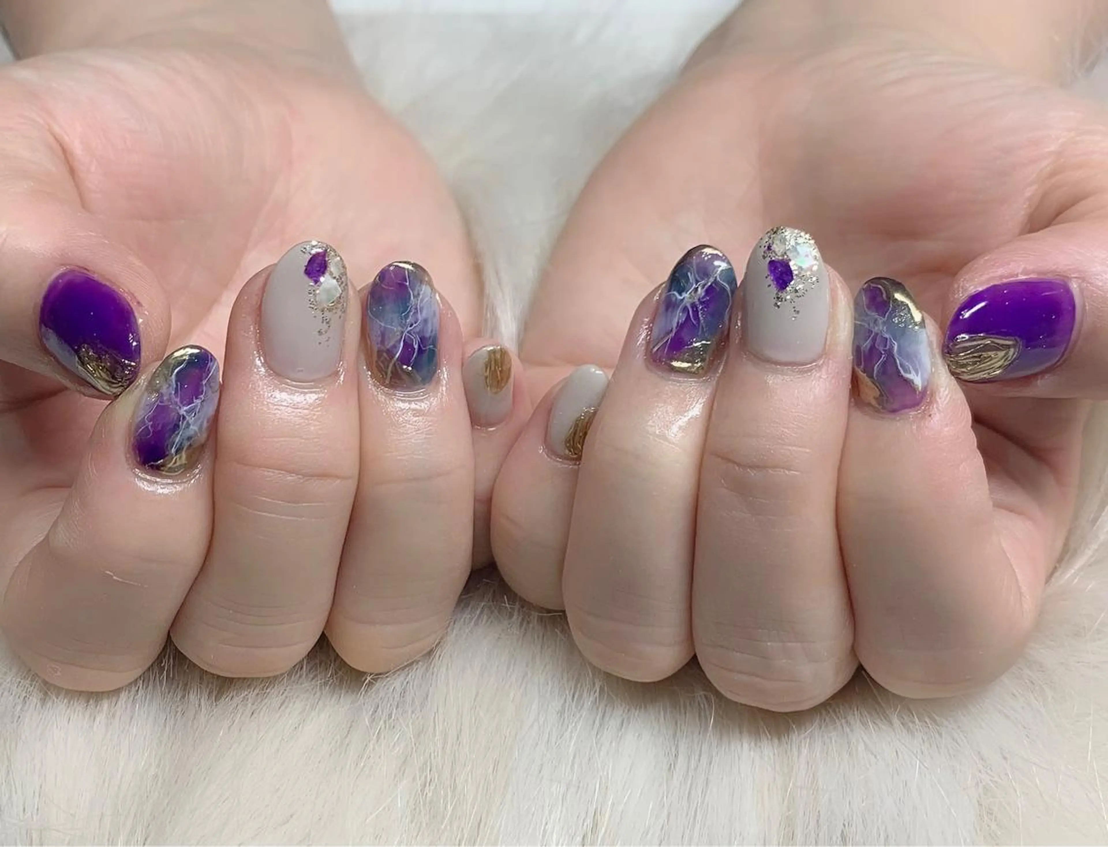 ネイル アートネイル 大理石ネイル(マーブル) ミラーネイル Nail Salon Momoのネイルデザイン
