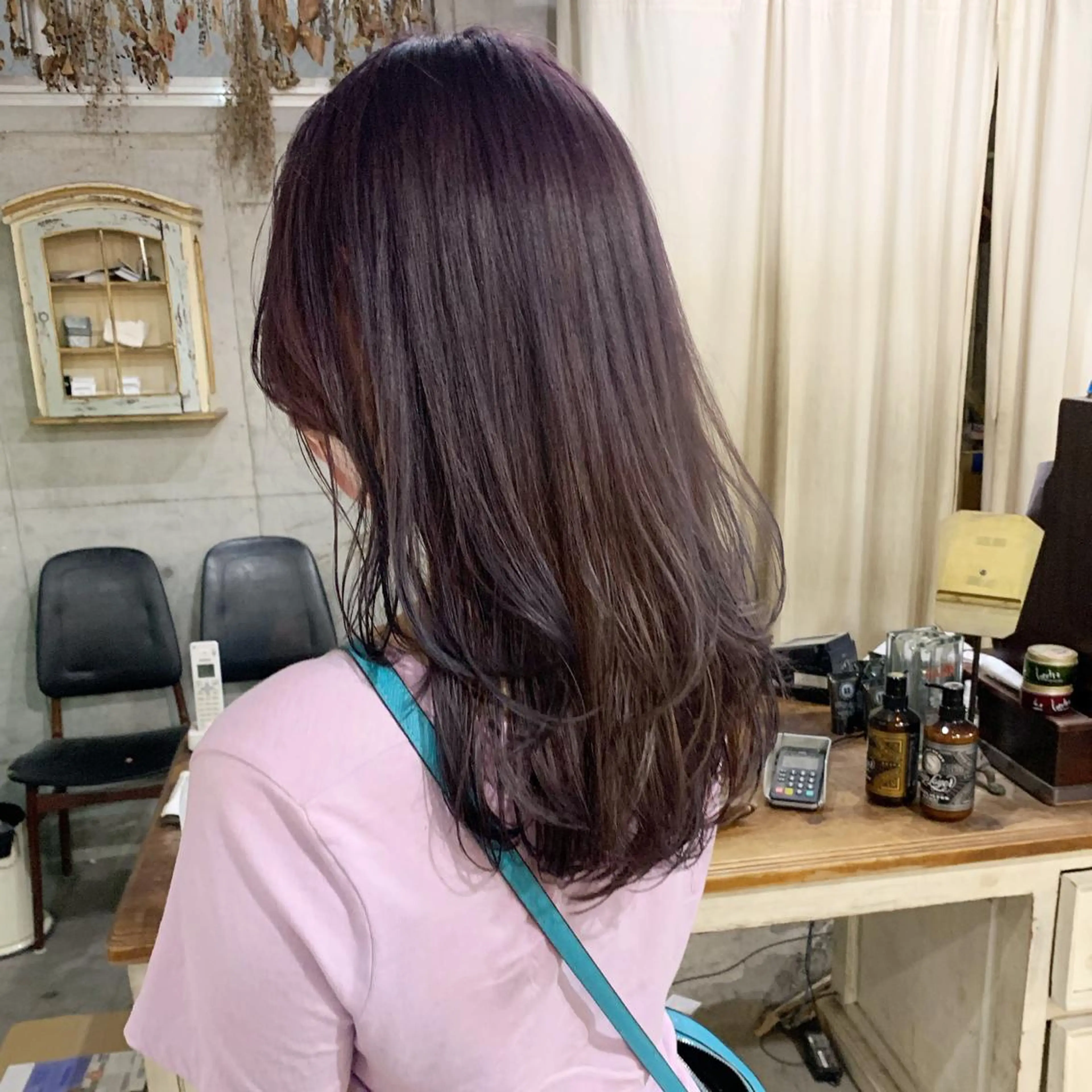 セミロング カラー グレージュ ラベンダーカラー ラベンダーグレージュ ラベンダーグレー kimika🥑 メンズ/髪質改善のヘアスタイル