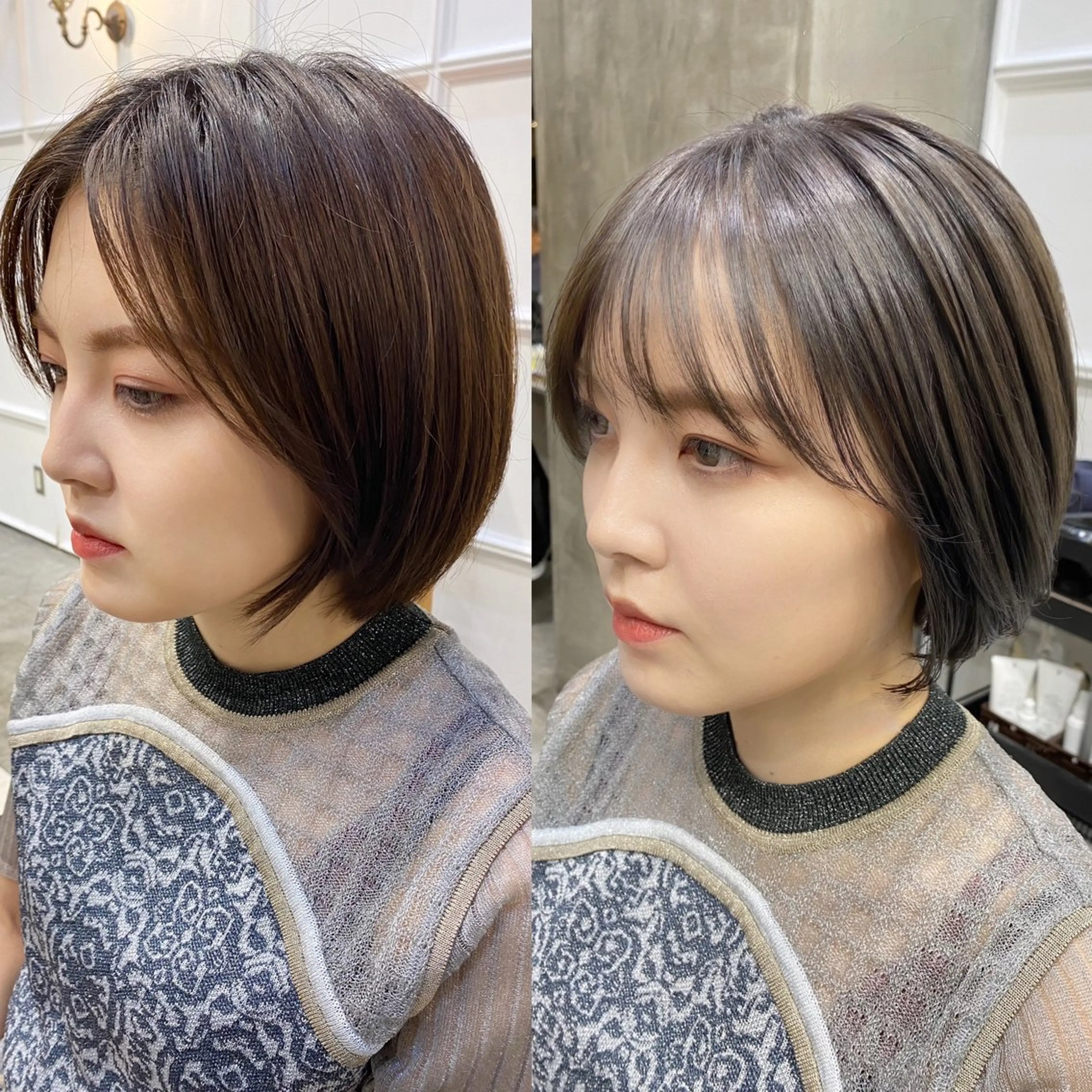ショート カラー ショートボブ グレージュ ボブ ショートヘア ブリーチなしダブル カラー🧸🐺陽介のヘアスタイル