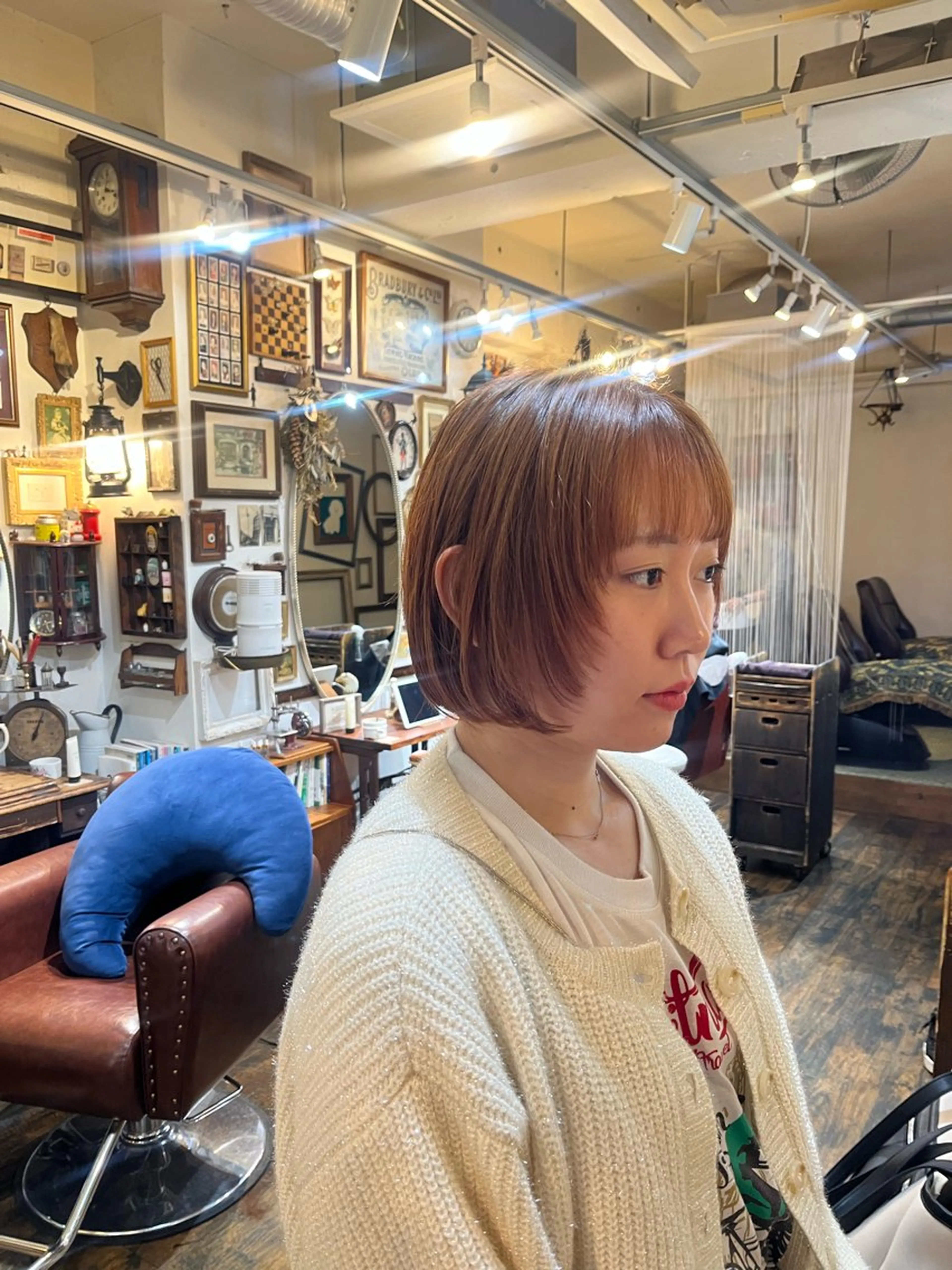 ショート カラー ボブレイヤー ボブ 顔まわりレイヤー レイヤーカット カット ヘアカラー トリートメント ヘッドスパ 抜け感パーマ/ ショート/緒方椋のヘアスタイル