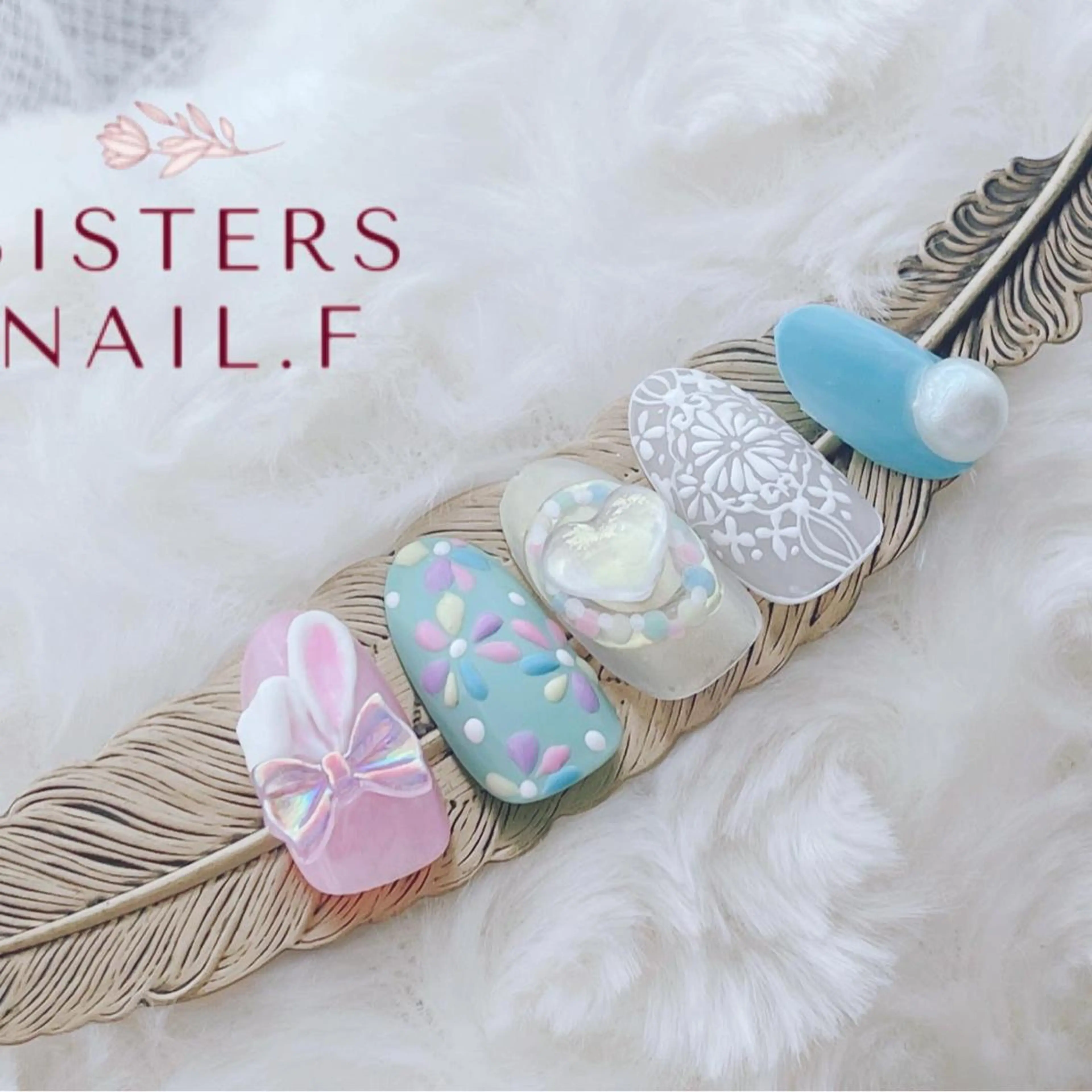 ネイル アートネイル オーロラネイル イースター フラワーネイル 卒業式 sisters nail.fのネイルデザイン