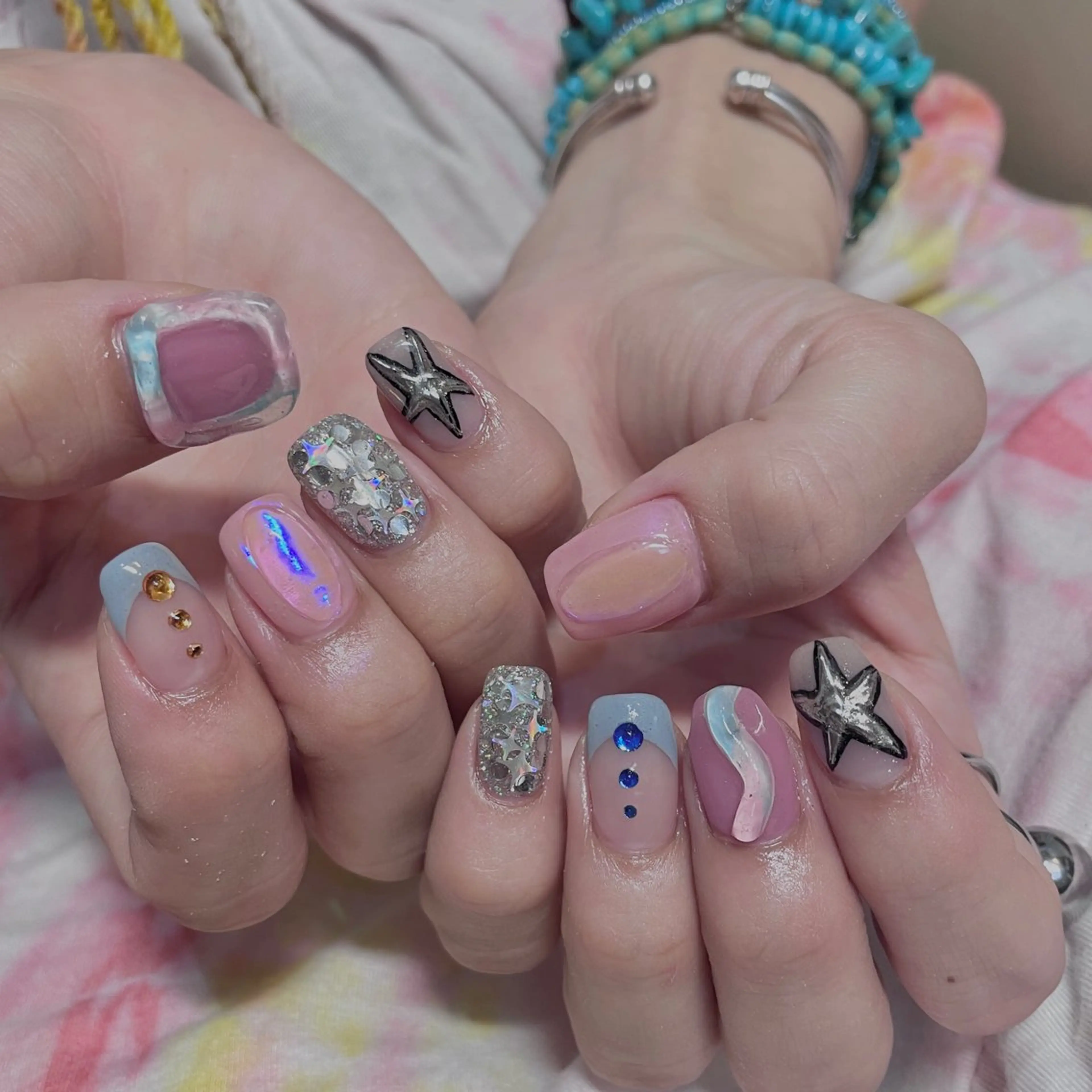 ネイル フレンチネイル ホログラムネイル 氷ネイル・うるうるネイル スクエアネイル ハンドネイル acs.n所属・ネイル,耳つぼ 風間すみれのその他イメージ