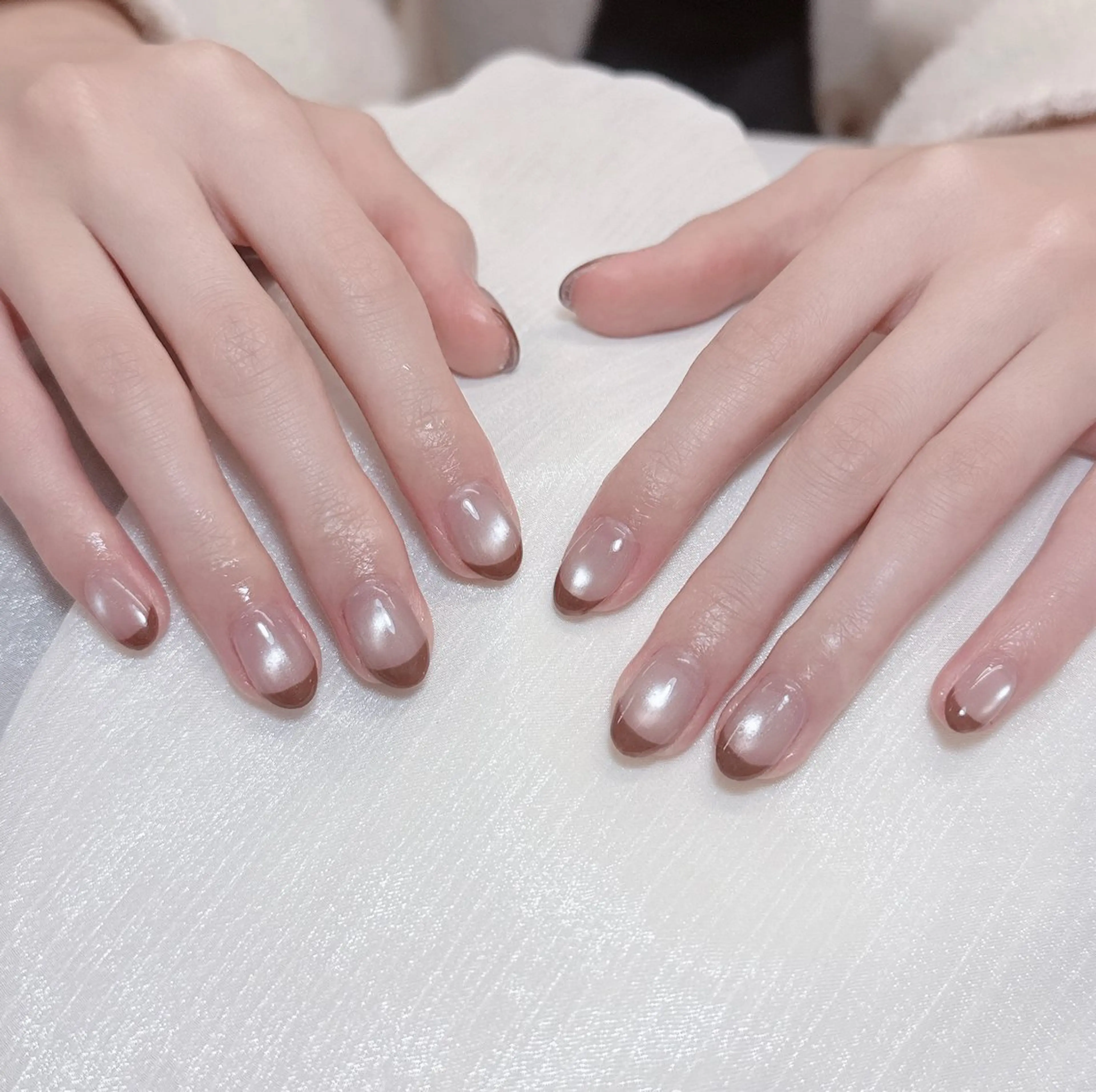 ネイル チークネイル フレンチネイル グラデーション キラキラネイル 韓国ネイル ハンドネイル 陳 rinaのネイルデザイン