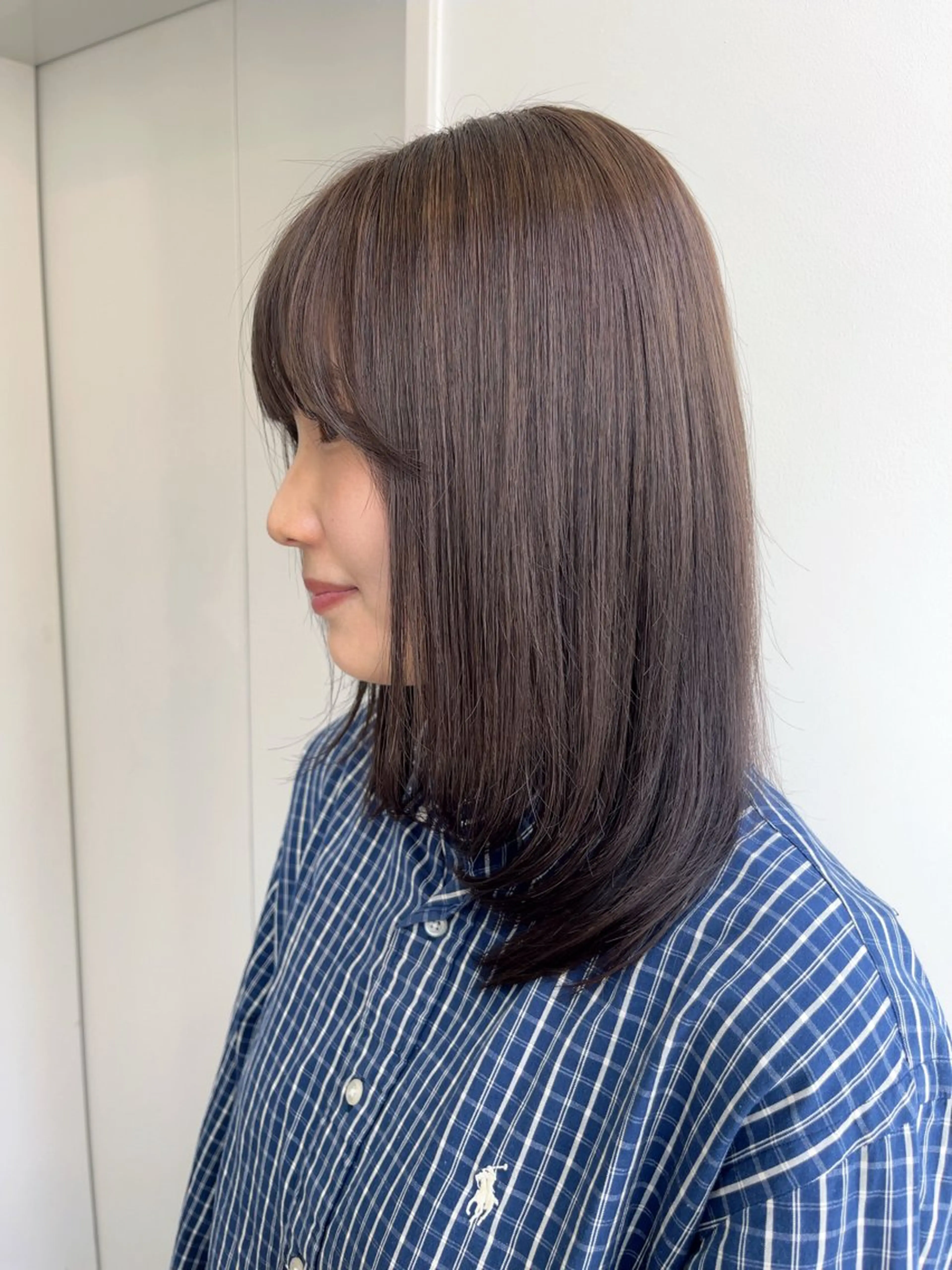 セミロング カラー ヘアカラー 辻しおり/似合わせ カット/暖色カラー栄のヘアスタイル