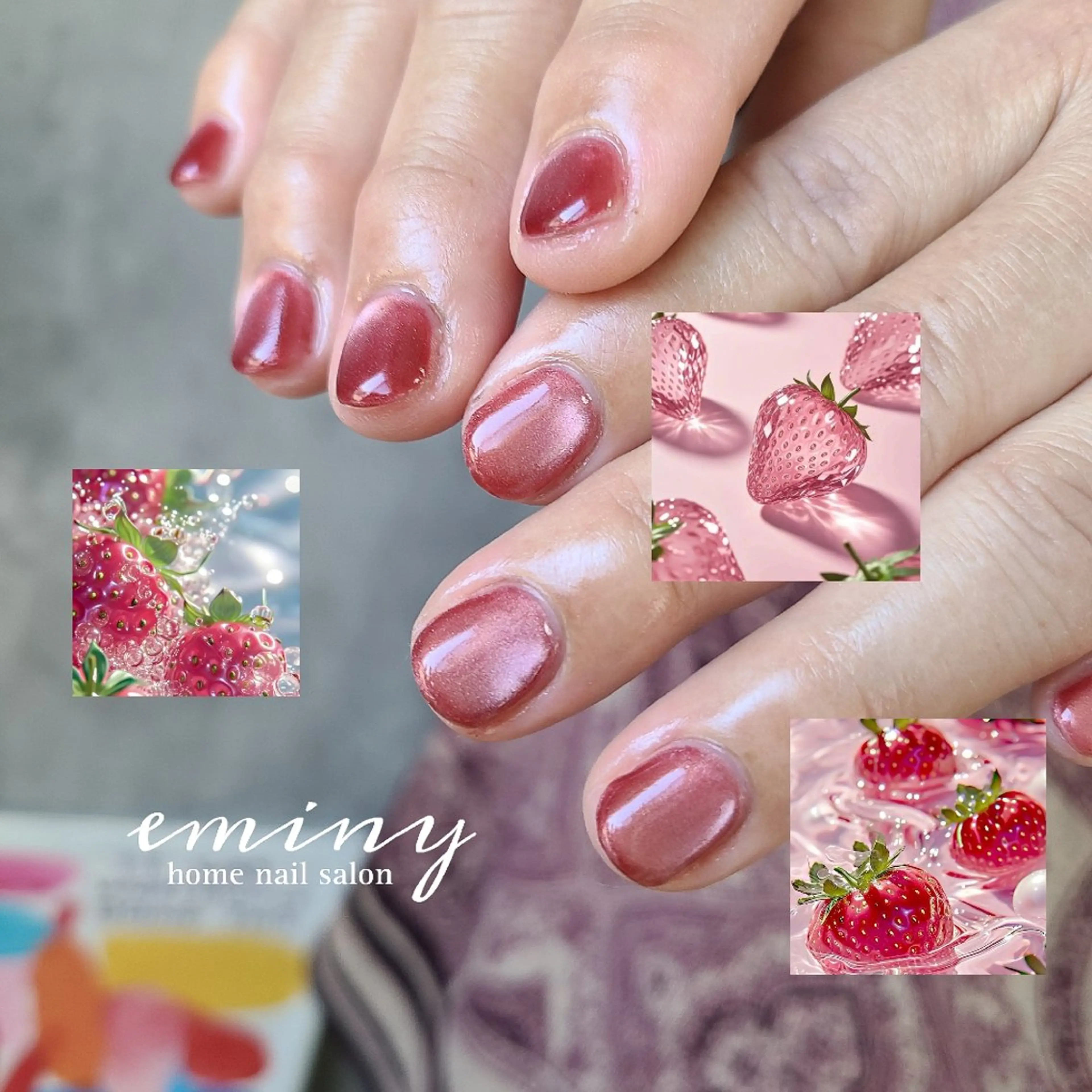 ネイル 氷ネイル・うるうるネイル キラキラネイル マグネットネイル マグネットワンカラー ワンカラーネイル ハンドネイル nail salon  eminyのネイルデザイン